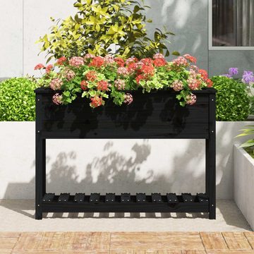 vidaXL Blumentopf Pflanzkübel mit Ablage Schwarz 111,5x34,5x81 cm Kiefernholz (1 St)