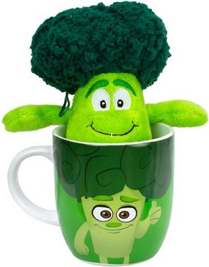 soma Kuscheltier Goodness Gang Tasse Kuscheltier Plüschtier Gemüsekorb Brokkoli grün (1-St), kindertasse email kinder tasse mit Kuscheltier