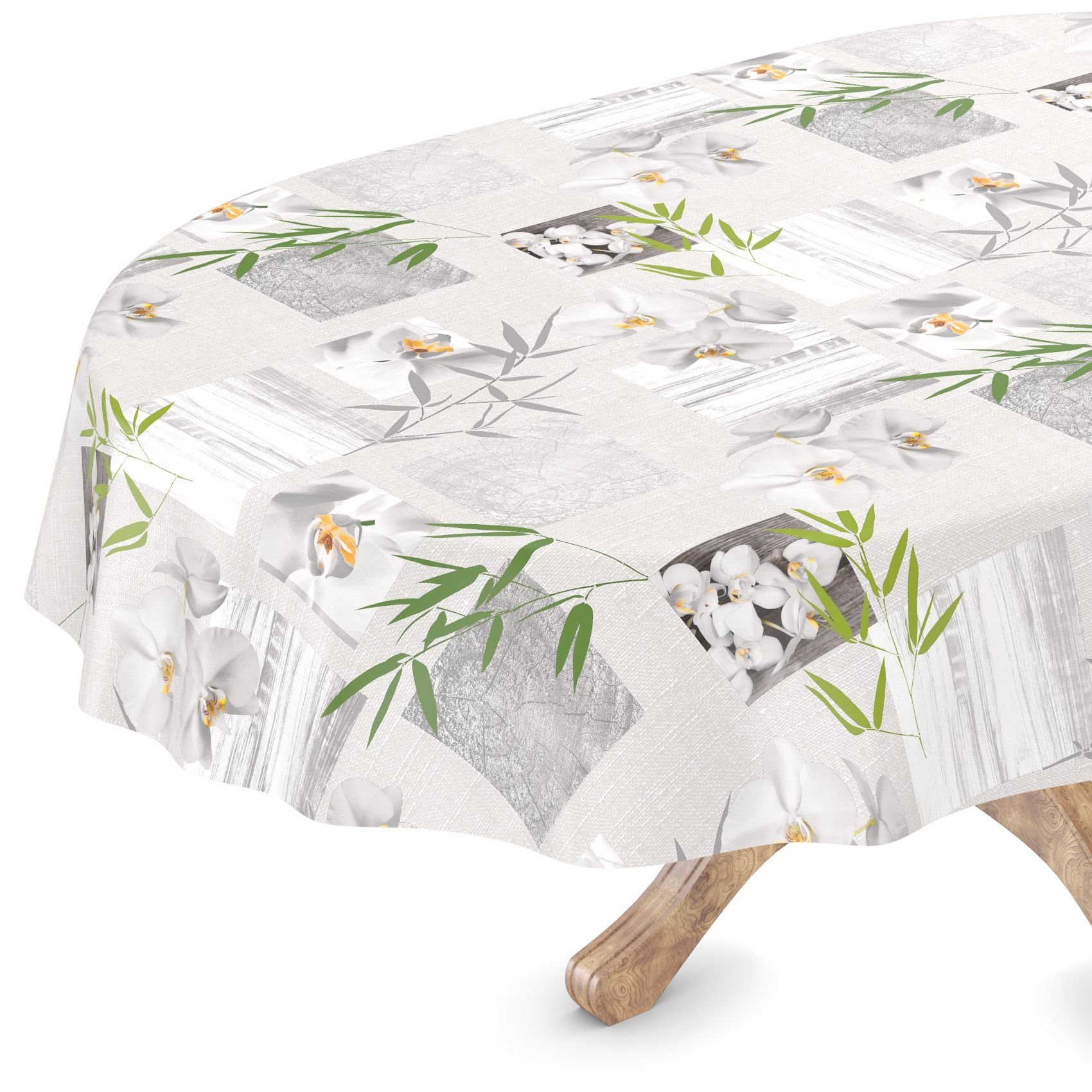 ANRO Tischdecke Wachstuchtischdecke Gartentischdecke Wachstischdecke (Einzelstück 1-tlg), Glatt 140x160cm Oval wasserabweisend