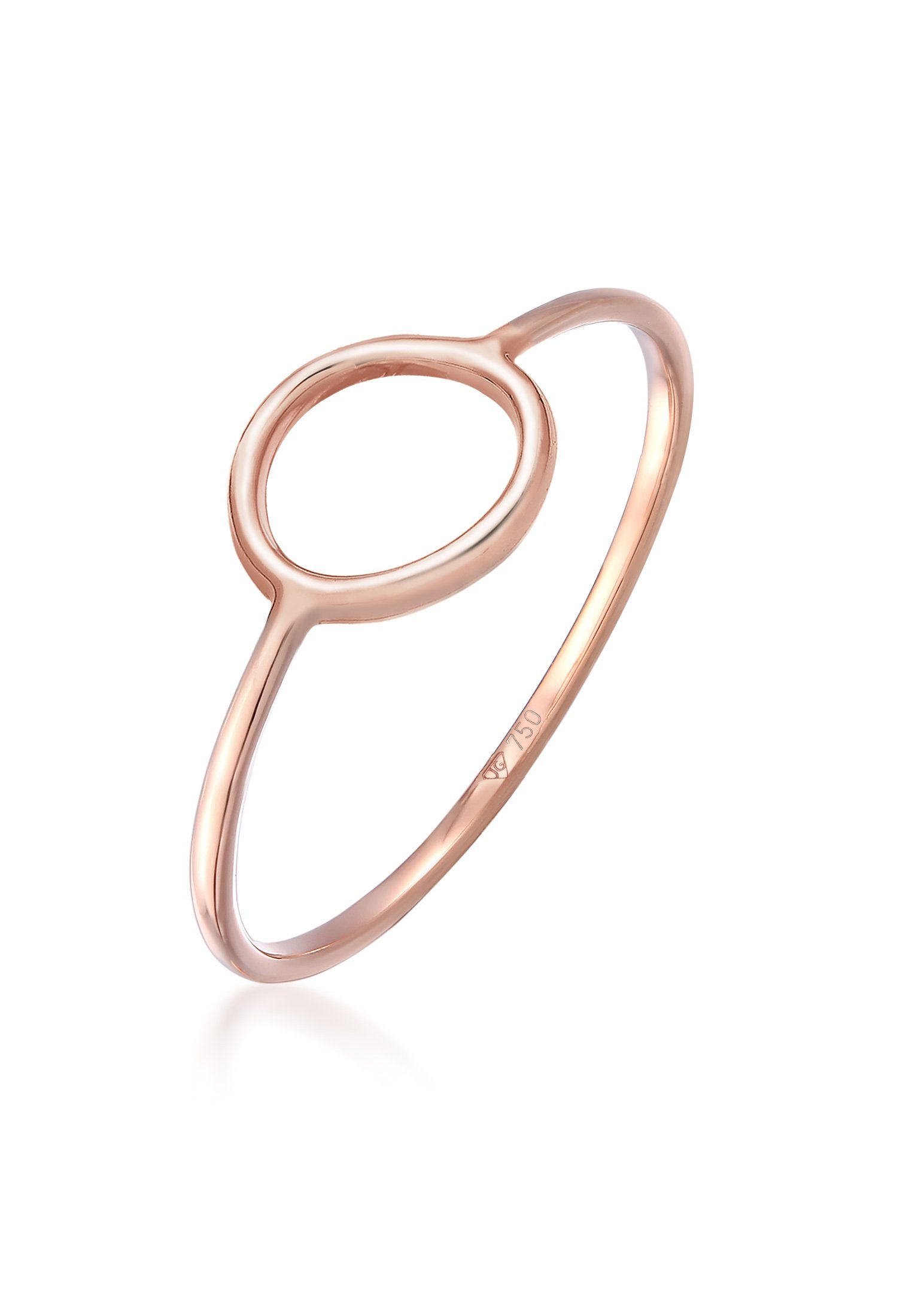 Elli Premium Fingerring Kreis Geo Design Stacking Basic Trend 750 Roségold