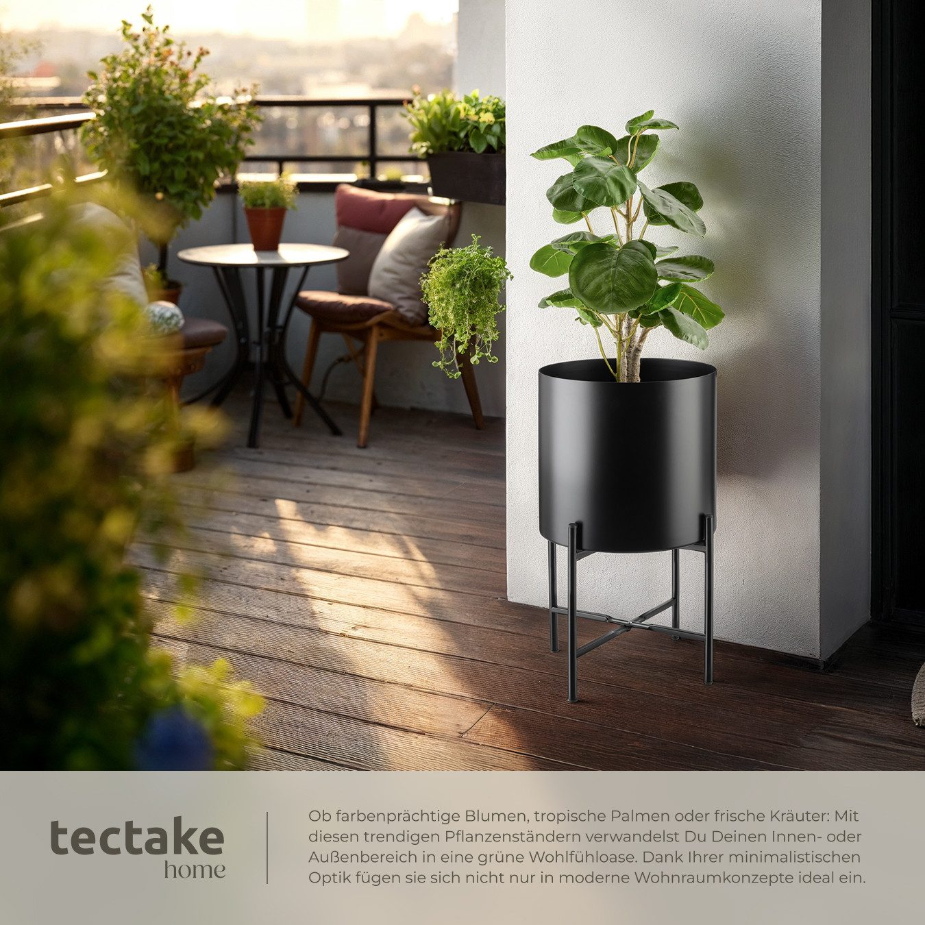tectake Blumentopf Pflanzenständer, 2-teilig, im Industrial Style