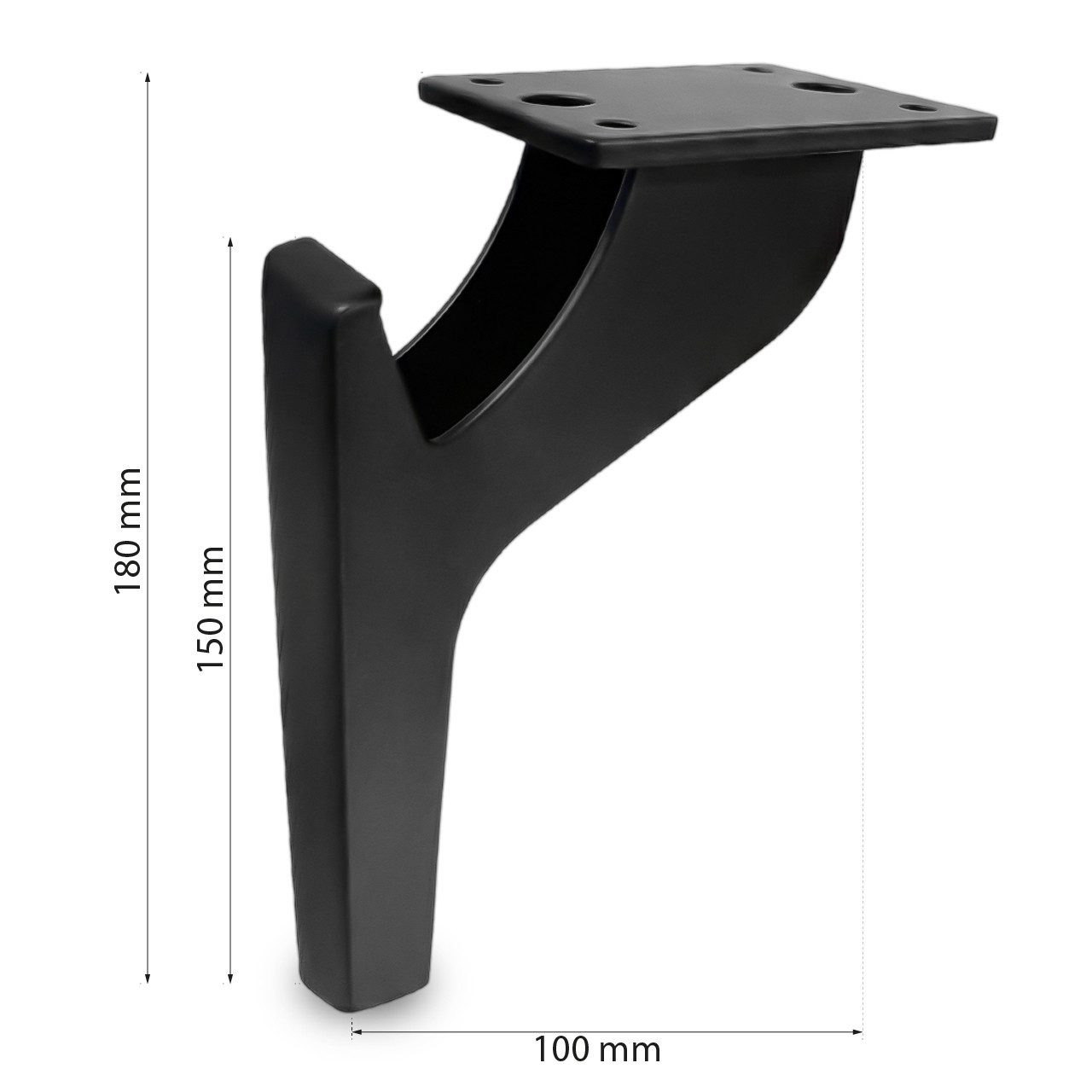 Prima-Online Tischbein Design Möbelfüße Metall 18 cm Schwarz Matt – Industrial Stahlfüße