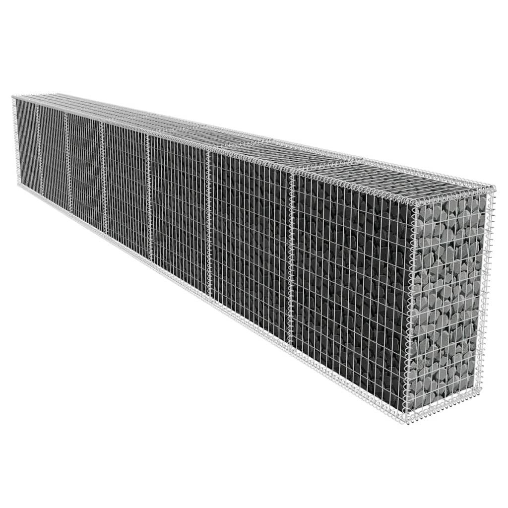 vidaXL Gartenzaun Gabionenwand mit Abdeckung Verzinkter Stahl 600x50x100 cm, (1-St)