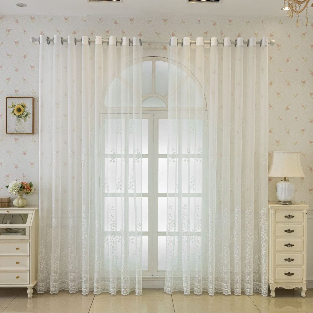 BYSURE Gardine NF13WH00132 (2 St), Ösen, transparent, Bestickter Vorhang mi günstig online kaufen
