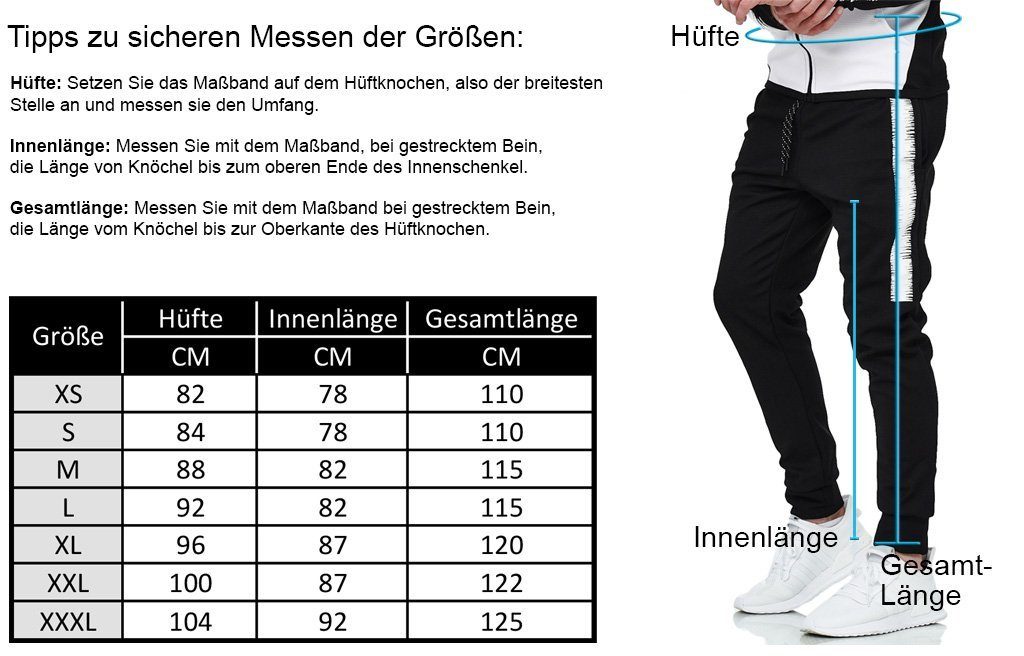 L.gonline Freizeitanzug Herren Jogginganzug Freizeitanzug Sportlich 3750 (Kapuzenjacke mit Reißverschluss, Hose, 2-tlg), mit Streifen