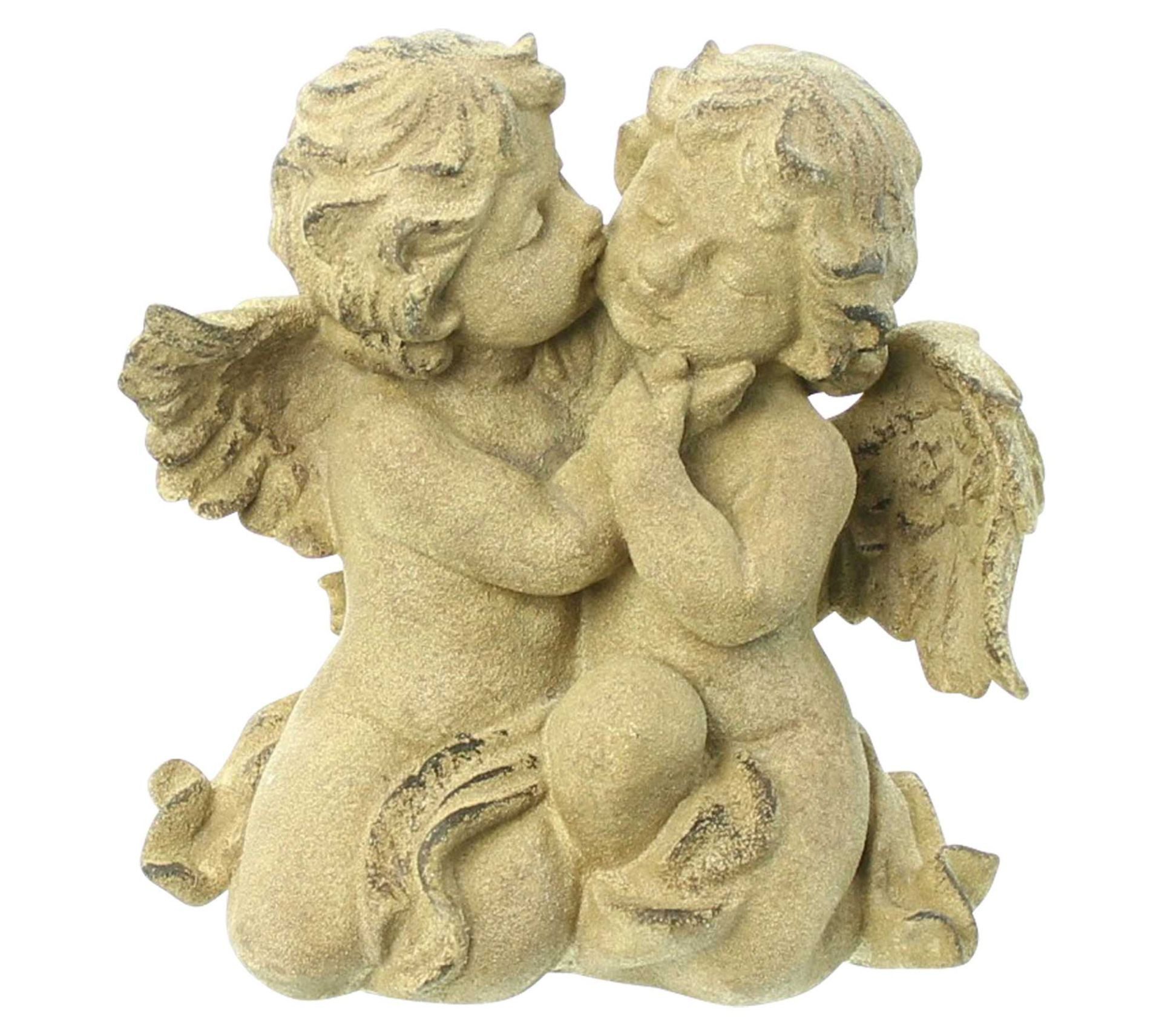 Home-trends24.de Engelfigur Engel Figur Paar Kuss Grabschmuck Garten Deko Grabengel