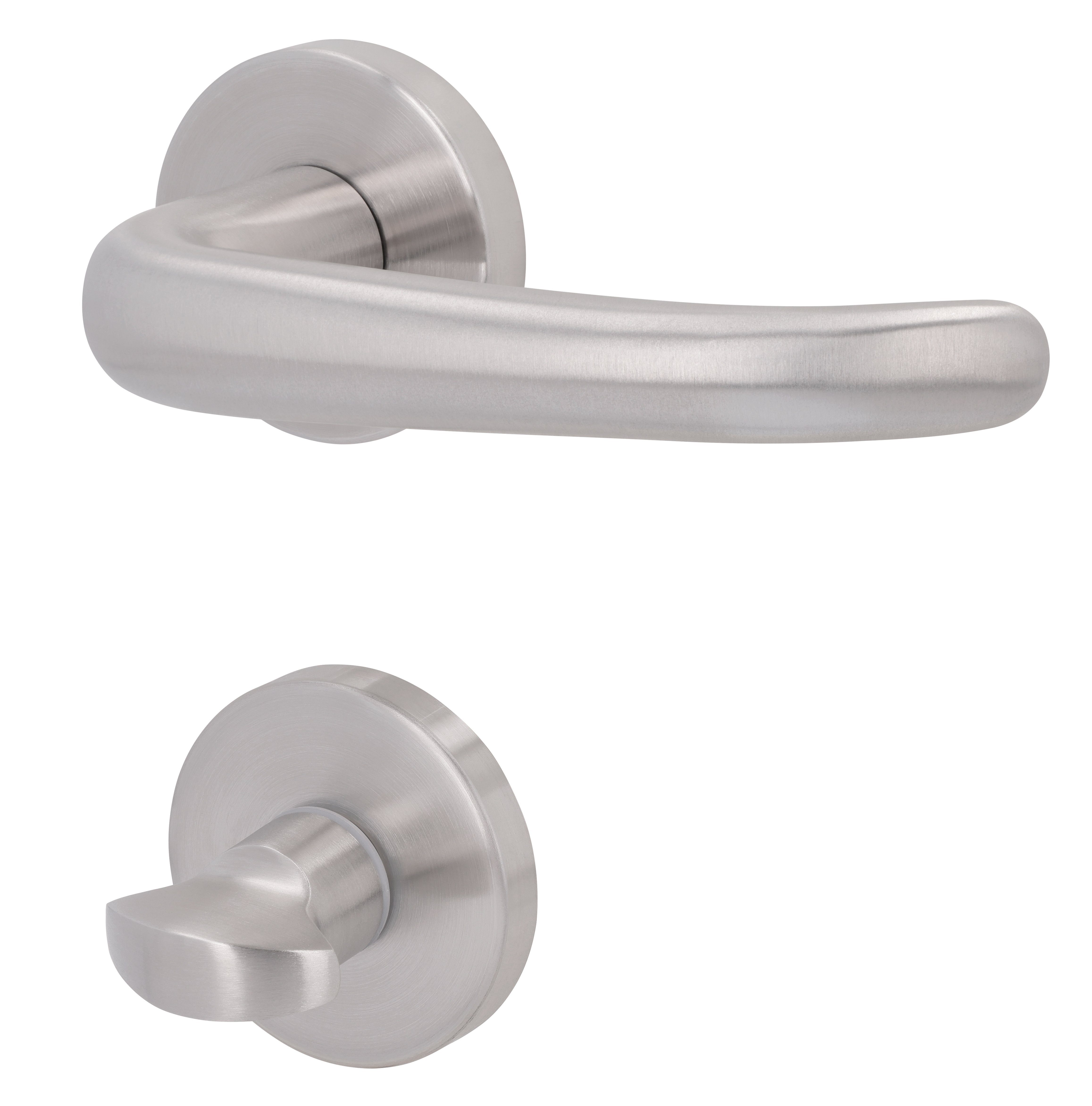 Alpertec Türbeschlag Rosettengarnitur L17/A66 für Bad-WC-Türen, inkl. WC-Riegel (1 St), Edelstahl satiniert