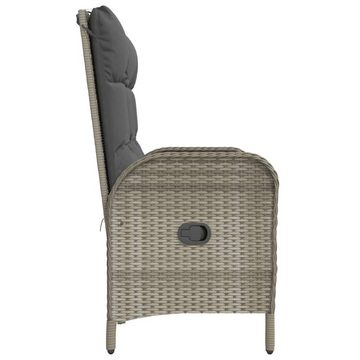 furnicato Gartenbank mit Liegefunktion und Kissen 107 cm Poly Rattan Grau