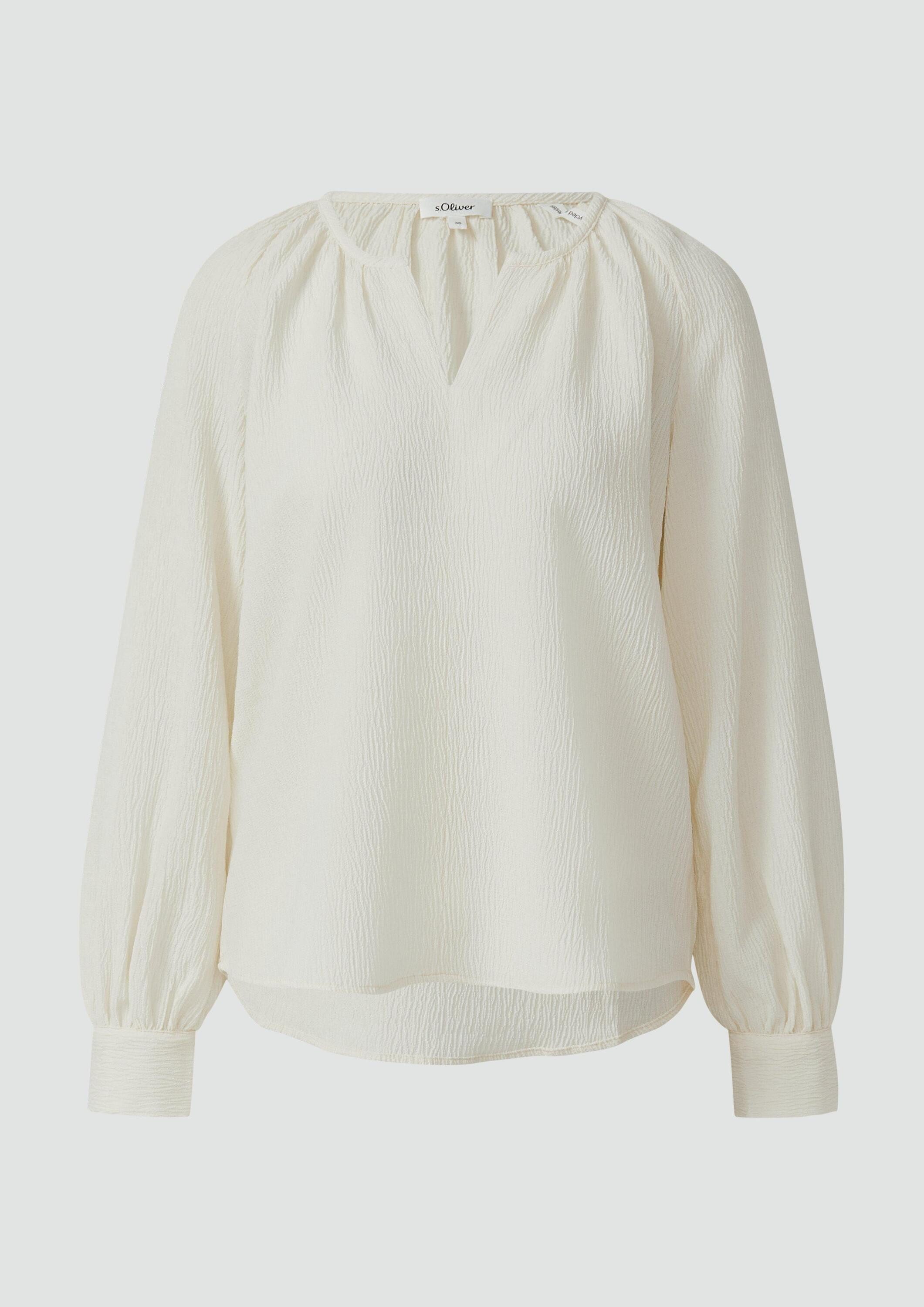 s.Oliver Langarmbluse Bluse Elastische strukturierte Bluse mit weitem Arm