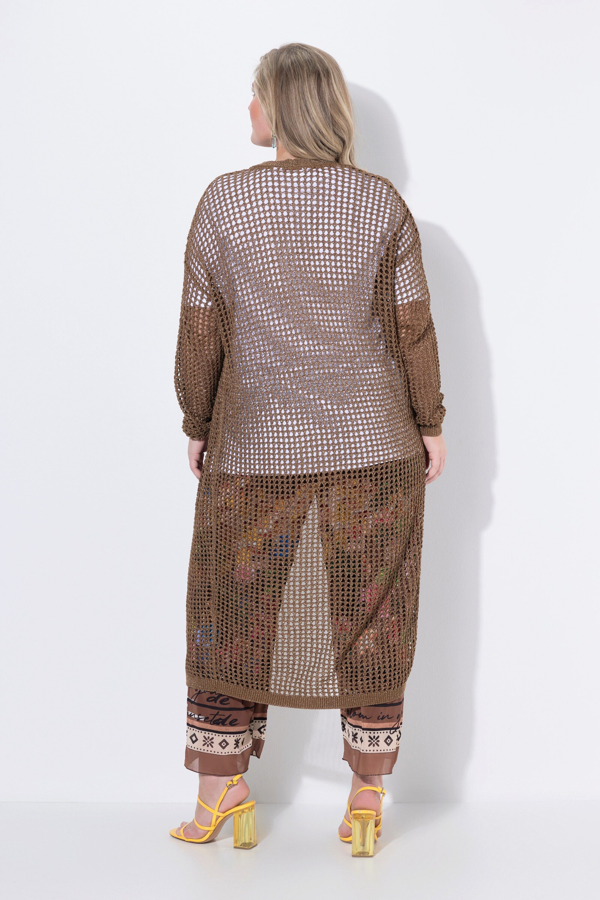 MIAMODA Strickjacke Strickjacke Loose Fit Lochstrick Glitzereffekt