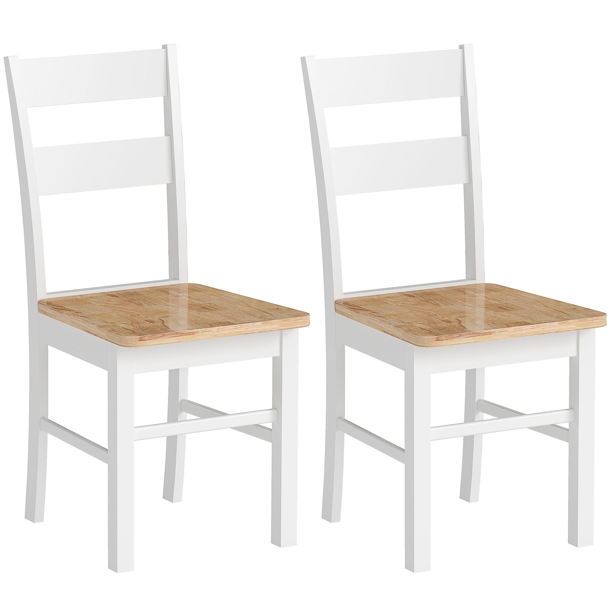 HOMCOM Esszimmerstuhl Esszimmerstühle Set Küchenstuhl mit Rückenlehne Wohnzimmerstuhl (Armlose Stühle, 2 St), aus Holz für Esstisch, Eiche – Bild 2 von 5