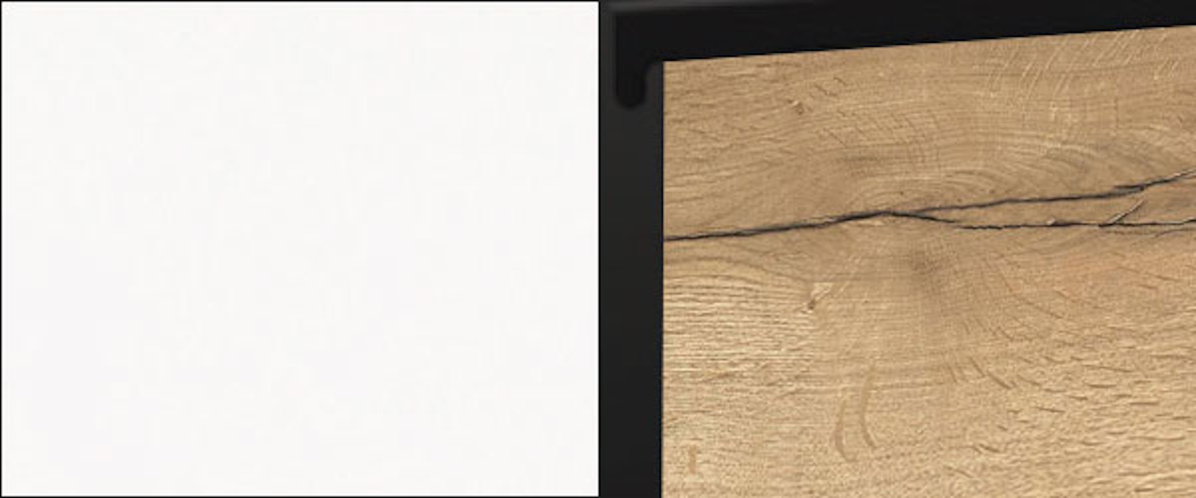 Feldmann-Wohnen Eckschrank Treviso (1-St) 90x50x82cm grifflos weiß - Halifax Eiche-schwarz (TR-D13U)