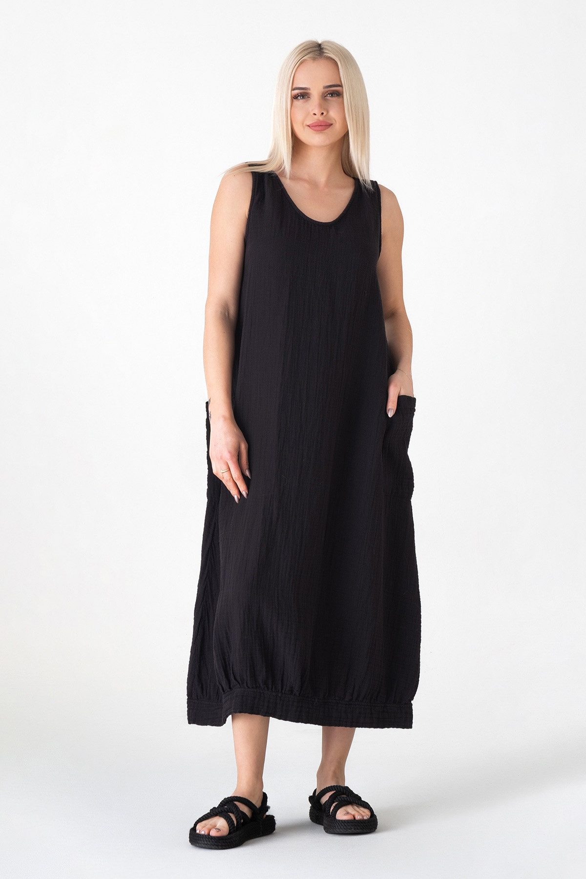 WENOR Sommerkleid Damen Musselin Strandkleid ärmellos günstig online kaufen