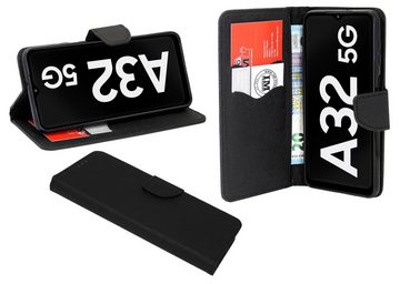 cofi1453 Handyhülle Samsung Galaxy A32 5G (A326F) Handy Hülle, Kunstleder Schutzhülle Handy Wallet Case Cover mit Kartenfächern, Standfunktion Schwarz