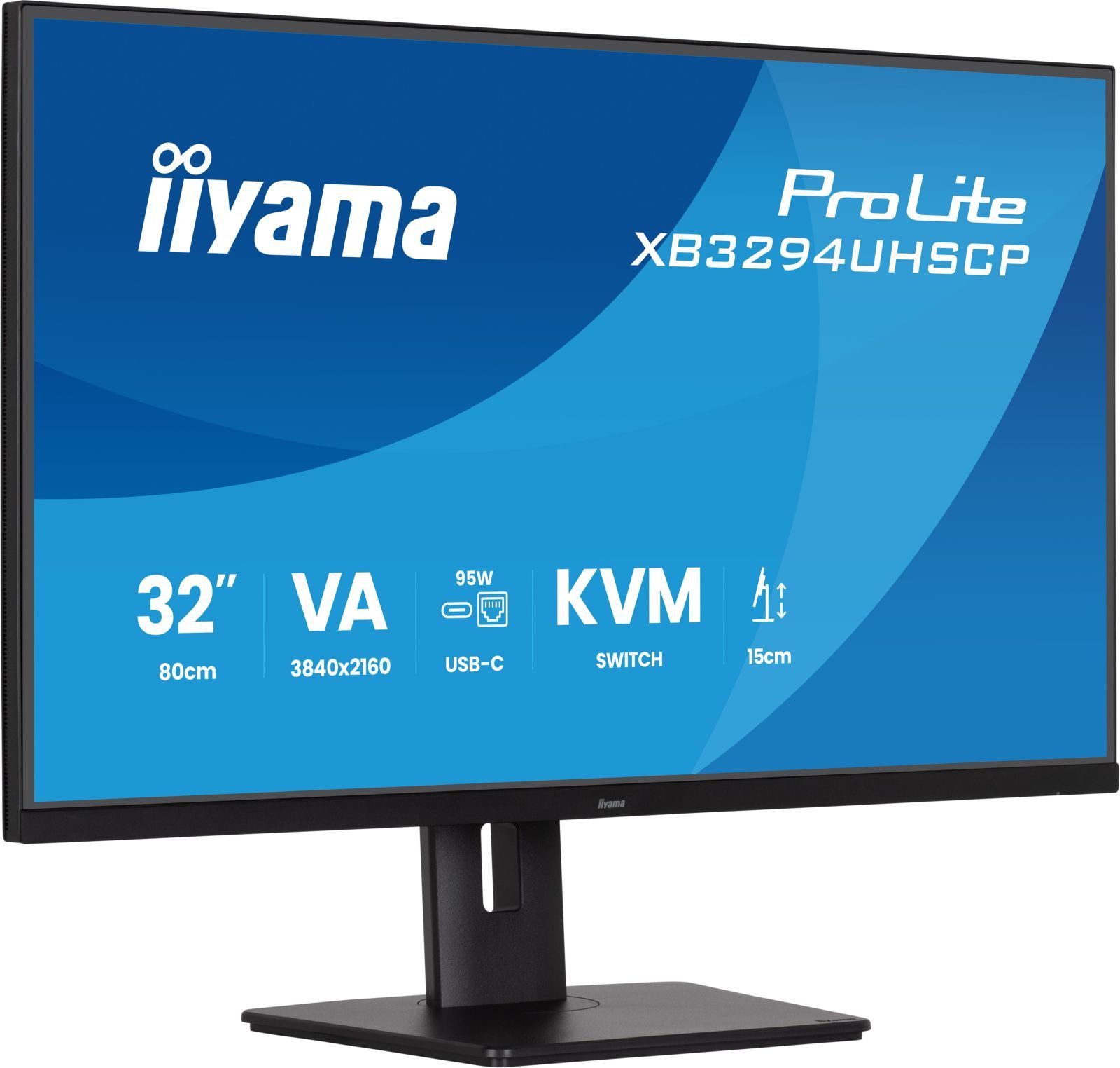 Iiyama TFT XB3294UHSCP 80cm VA 32/3840x2160/2xHDMI/DP/USBC/KVM/höv TFT-Monitor (3840 x 2160 px, 4K Ultra HD, 2 ms Reaktionszeit, 60 Hz, VA, Adaptive-Sync, Lautsprecher, HDCP, HDR, Pivot, Höhenverstellbar)