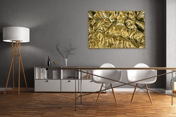 KUNSTLOFT Metallbild Goldenes Versteck 120x82 cm, handgefertiges Wandrelief 3D