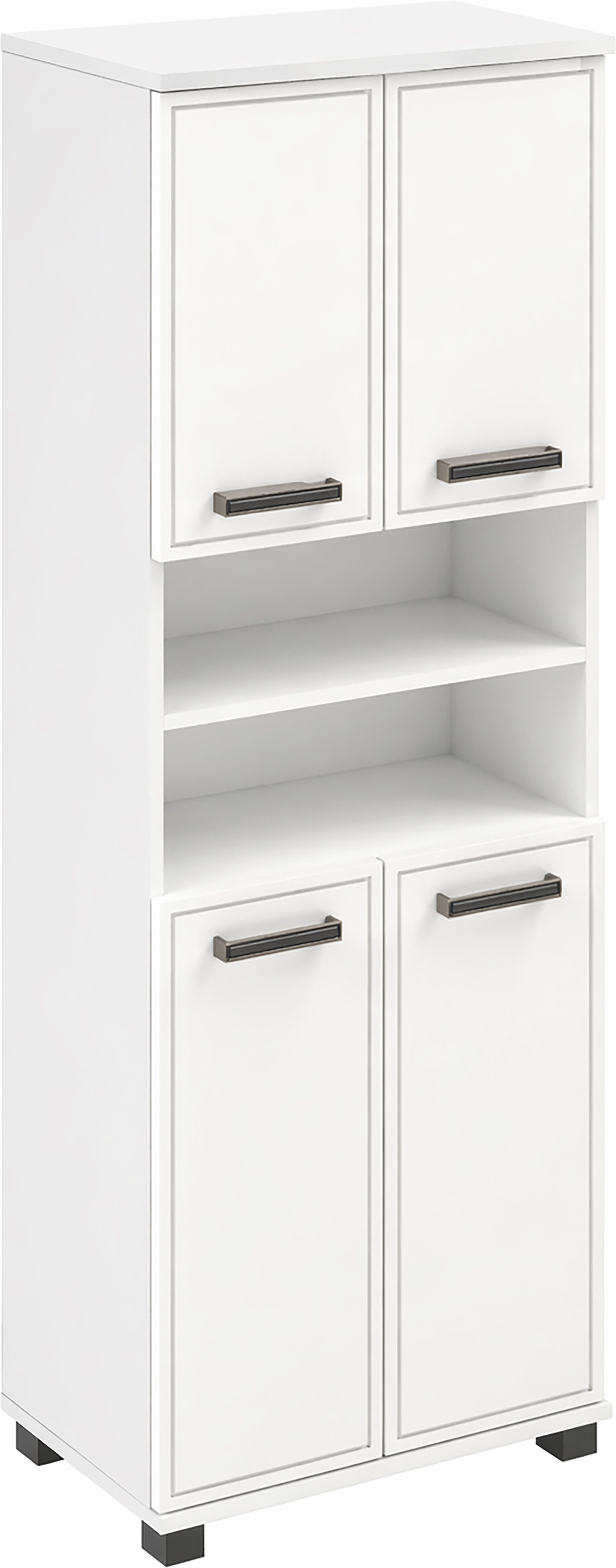 Schildmeyer Midischrank ADANA Badezimmerschrank, Höhe 180,9 cm, 4 Türen, MADE IN GERMANY (1-St) tiefgezogene MDF-Fronten - umlaufende Rahmenprägung, MADE IN GERMANY