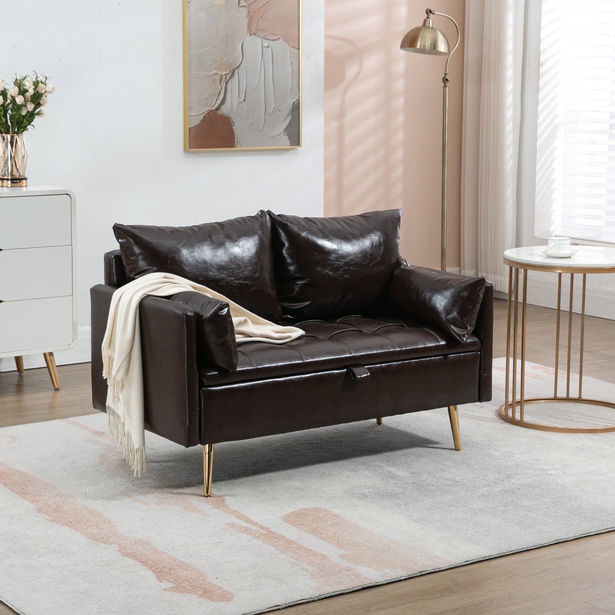 gepolstert »Sysmä« Metallfüße en.casa Sofa, Mocha Dark 2-Sitzer