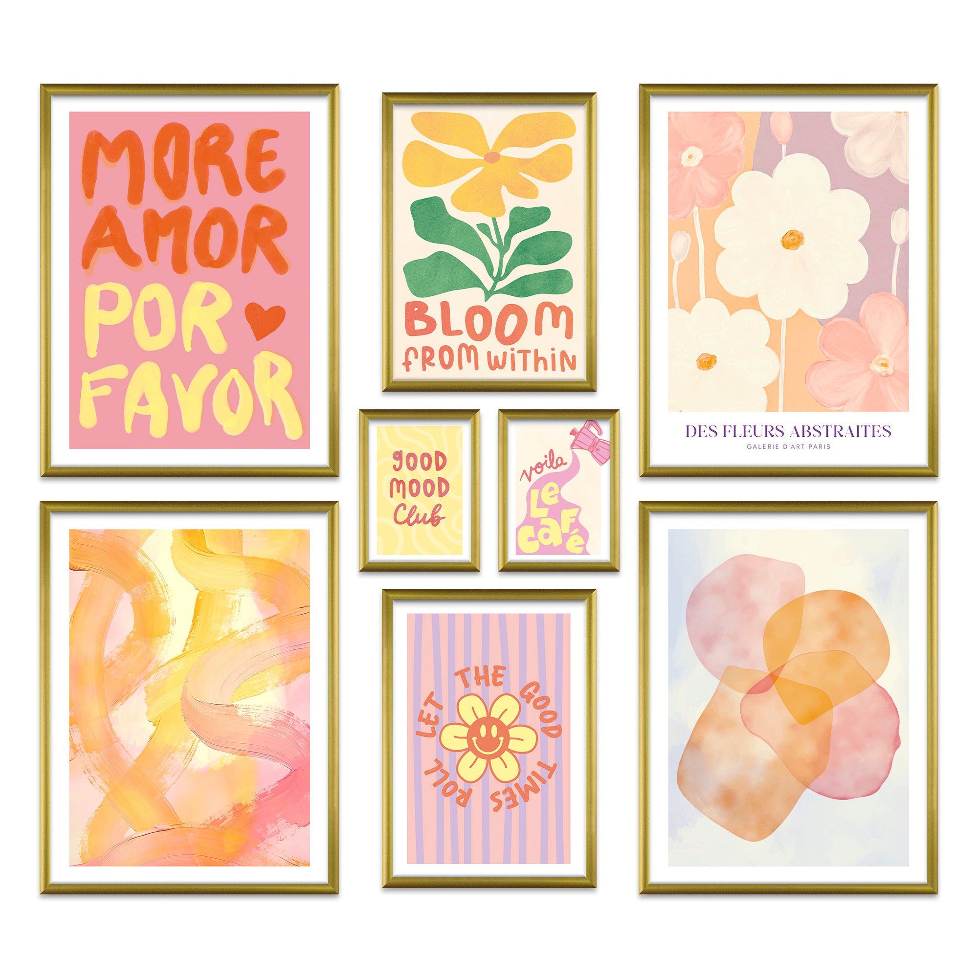 ARTFAVES Bilder-Collage Poster Set Abstract Dopamine Decor I mehrteilige Bilderwand I Wandbild, (Wandbilder modern, 8 St)