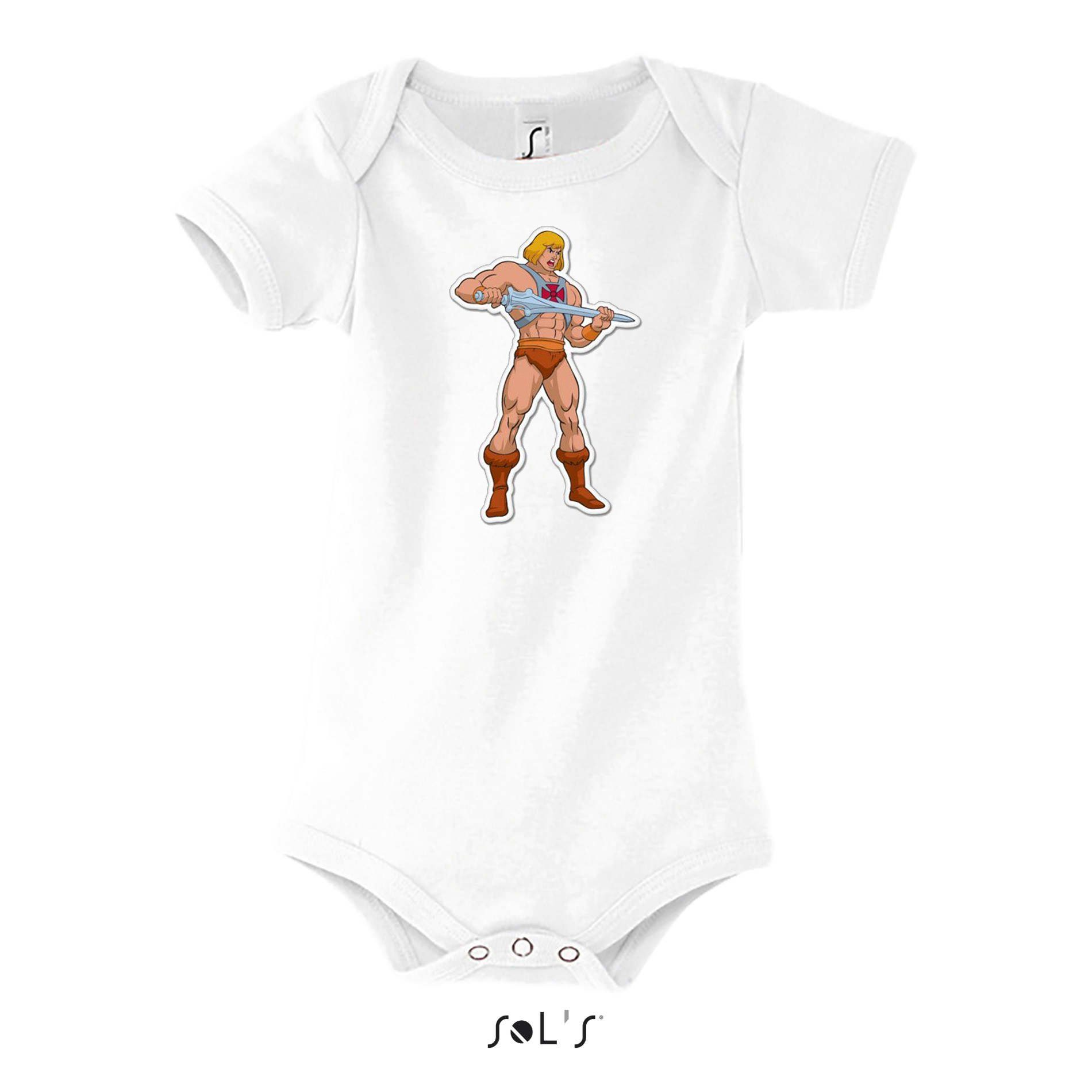 Blondie & Brownie Strampler Kinder Baby He-Man MotU Masters of The Universe mit Druckknopf Weiß