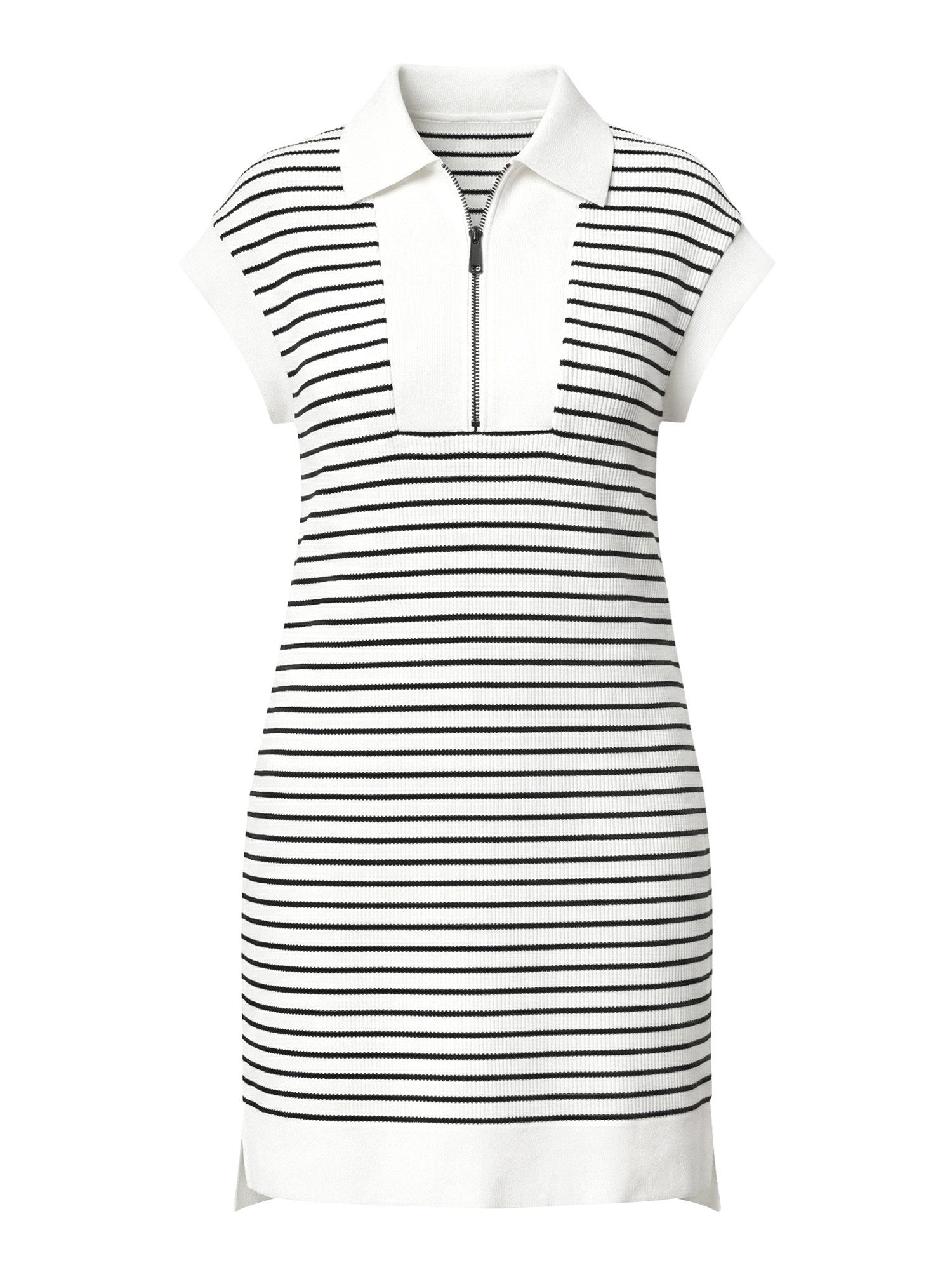 Imily Bela Strickkleid Damen gestreiftes Minikleid mit Reißverschluss (Packung, 1-tlg., 1per-Pack) Reverskragen – Bild 5 von 5