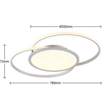 Lucande LED Deckenleuchte Senne, dimmbar, LED-Leuchtmittel fest verbaut, warmweiß, Modern, Eisen, Aluminium, Kunststoff, silber, 1 flammig, inkl.