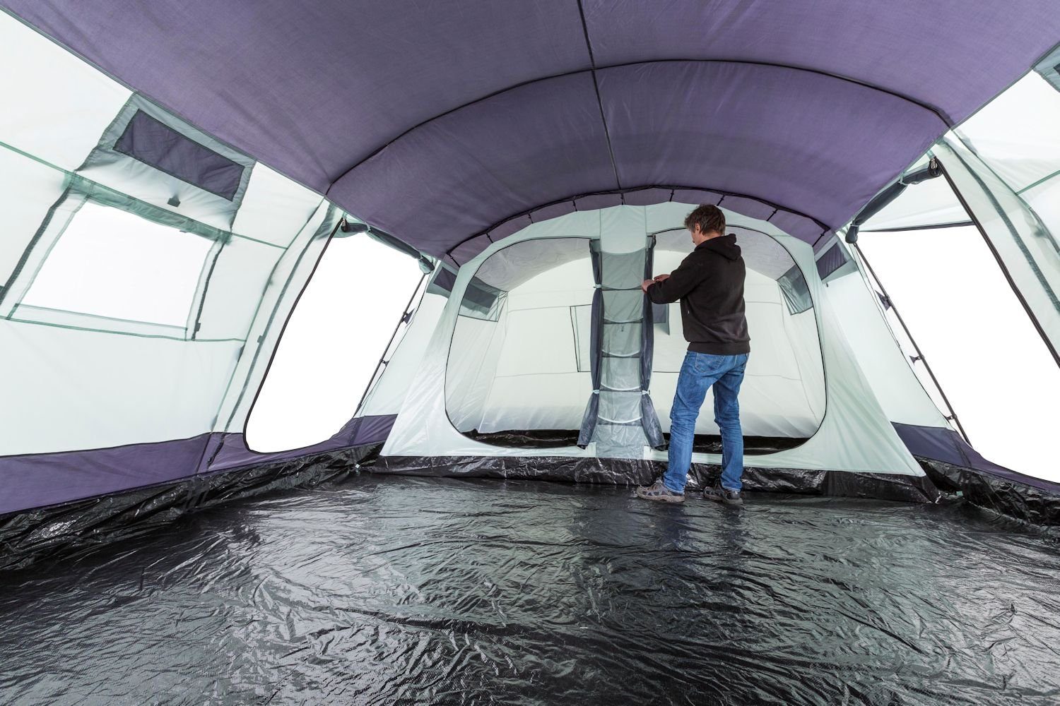 CampFeuer Tunnelzelt Zelt XtraL für mm 5000 Grau, Personen: 6 6 Personen, Wassersäule, Dunkelblau 