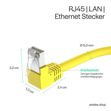 Kabelbude.eu Kabel cat 6 S/FTP PIMF Winkel-gerade gelb 0,5m LAN-Kabel, RJ-45, (50 cm)