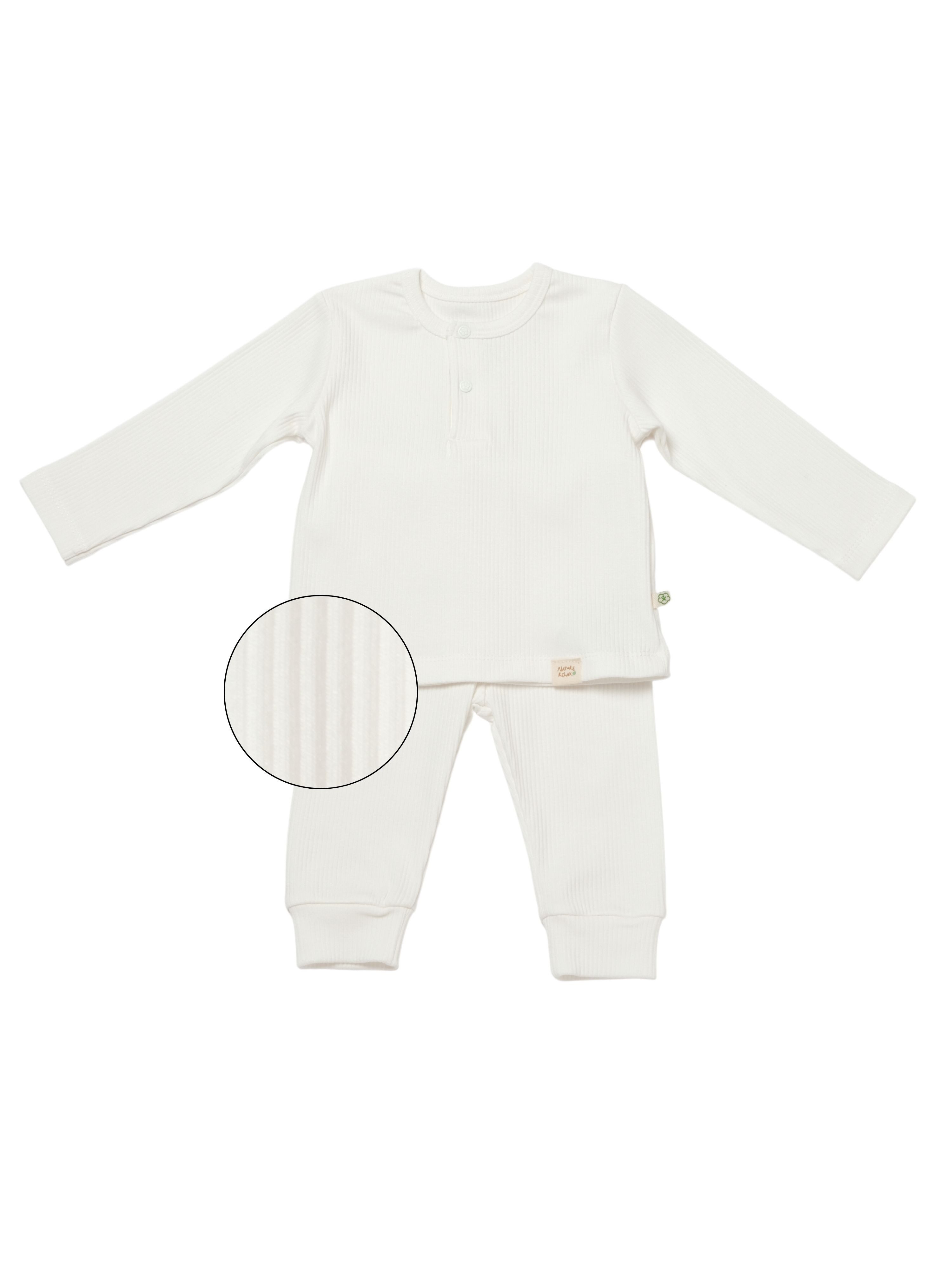 biorganic Langarmshirt & Hose Baby Nature Relax Modal für Jungen und Mädchen Unisex Langarm (Set, 2-tlg., Shirt und Hose) gerippte Textilstruktur (Ripp), Bio-Baumwolle und Modal Größe 68-86