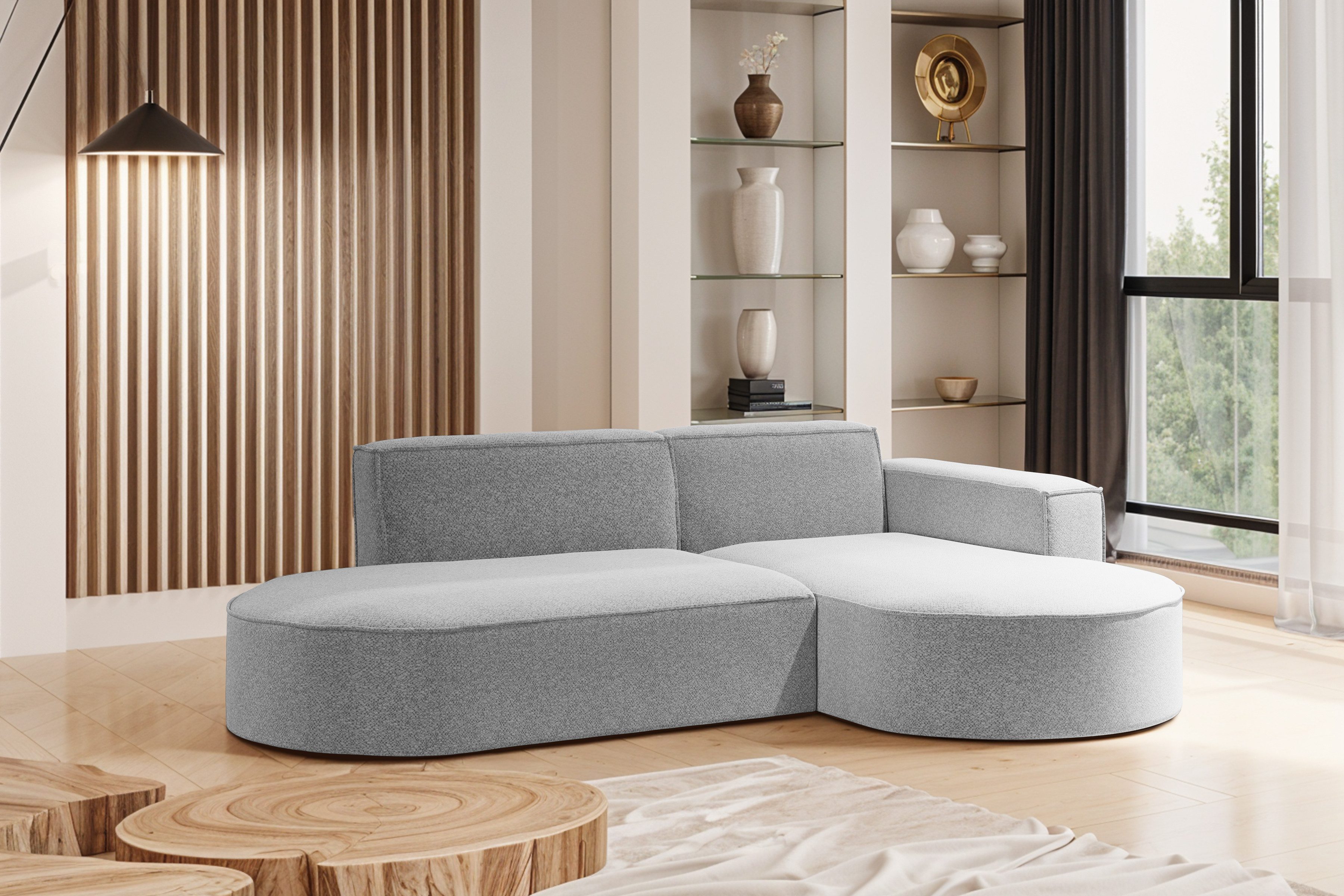 Kaiser Möbel Ecksofa Modernes L-förmiges Modena Studio stoff Raven, Komfortables, elegantes Design, links/rechts