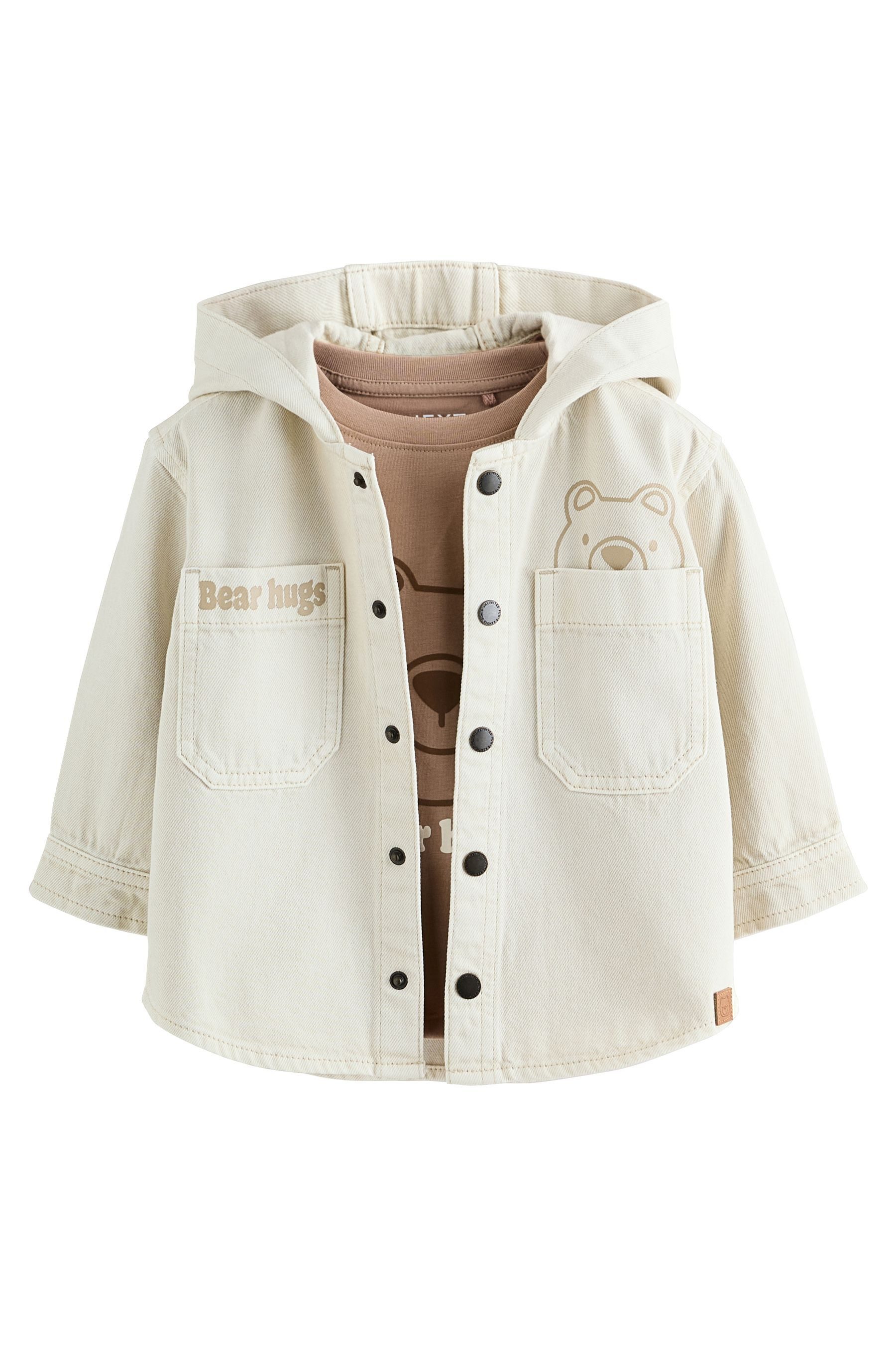 Next Kapuzenpullover Twill-Hemdjacke und T-Shirt im günstig online kaufen