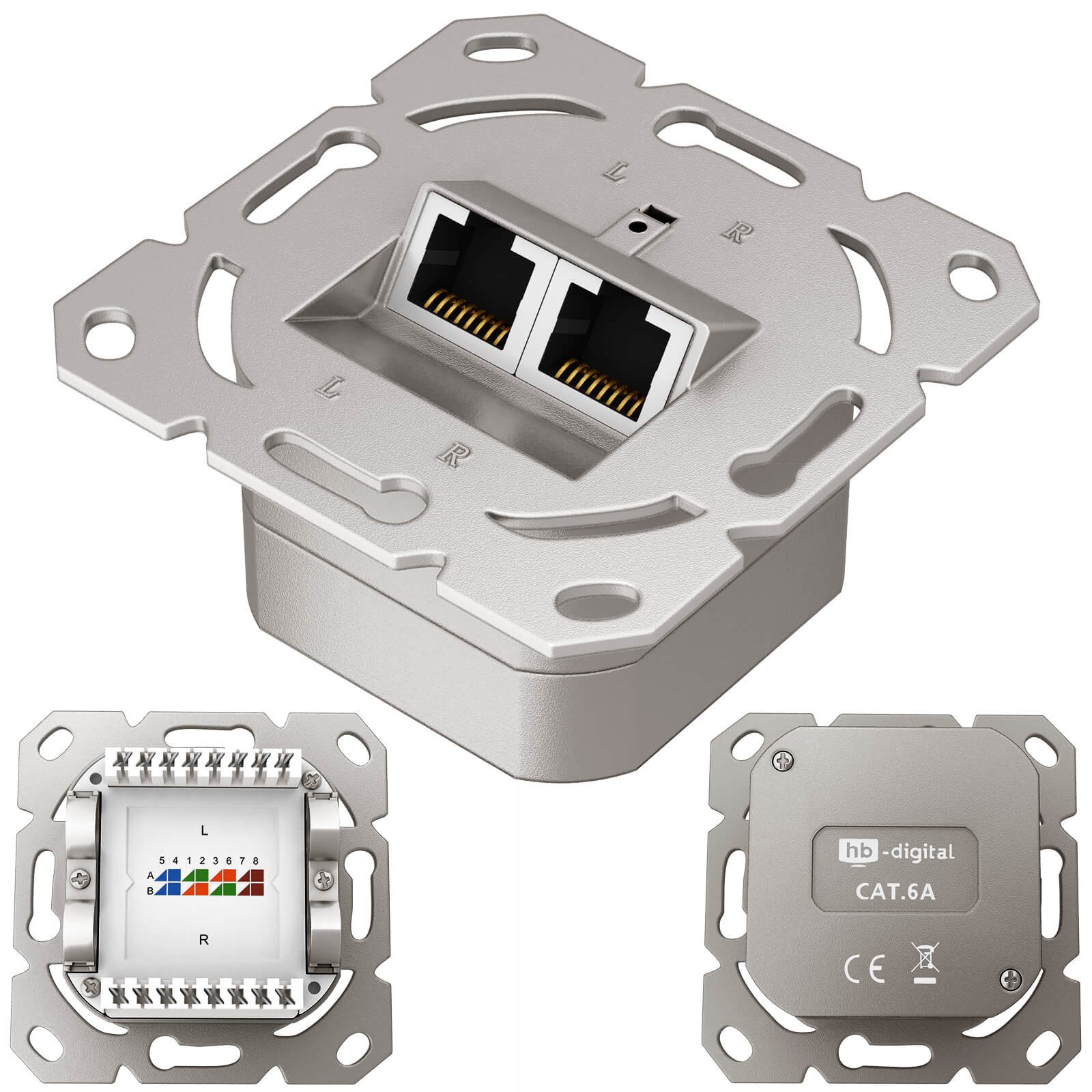 LAN Dose CAT 6a Datendose Unterputz ohne Abdeckung RJ45 Netzwerk-Adapter