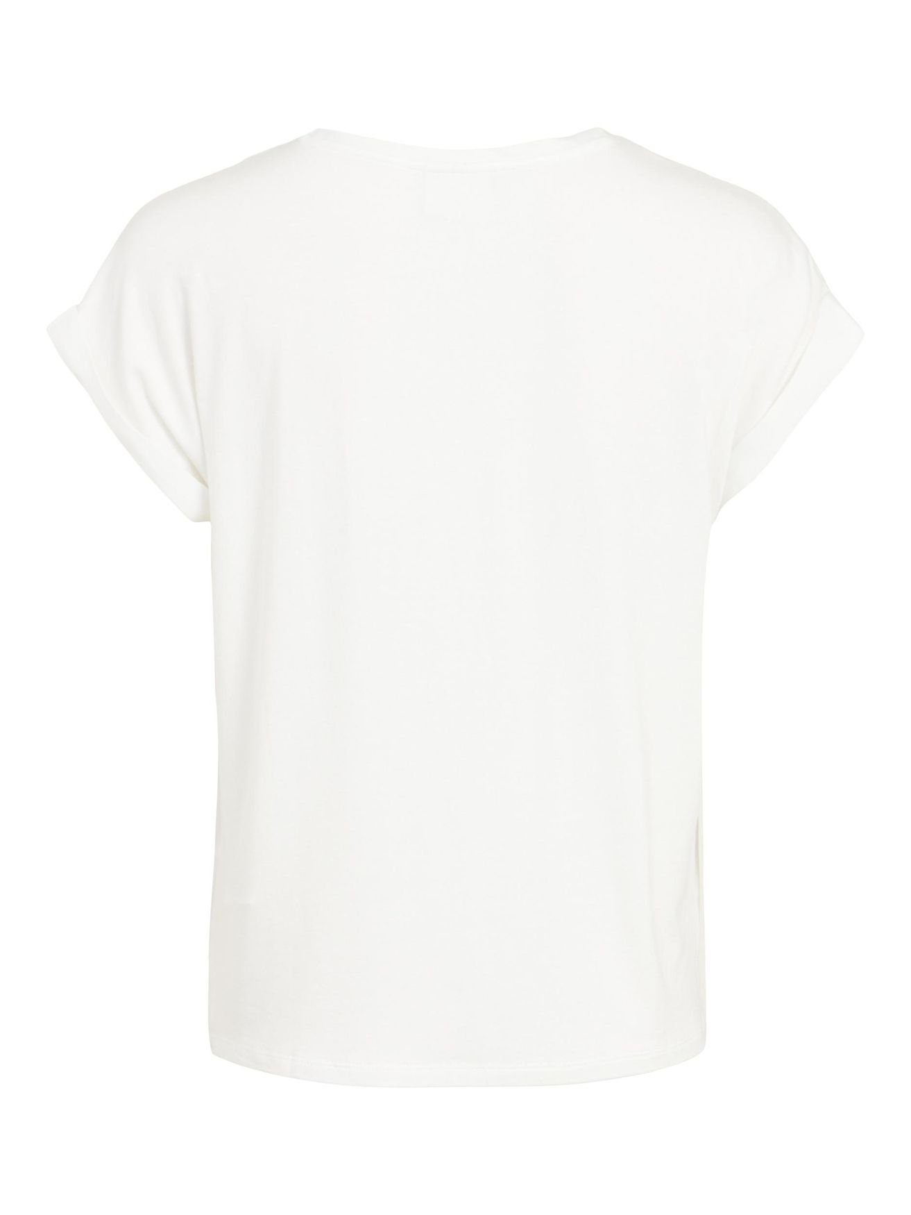 Vila T-Shirt VIELLETTE Basic Satain Weiß Blusen 4599 in Glänzend T-Shirt Kurzarm Top