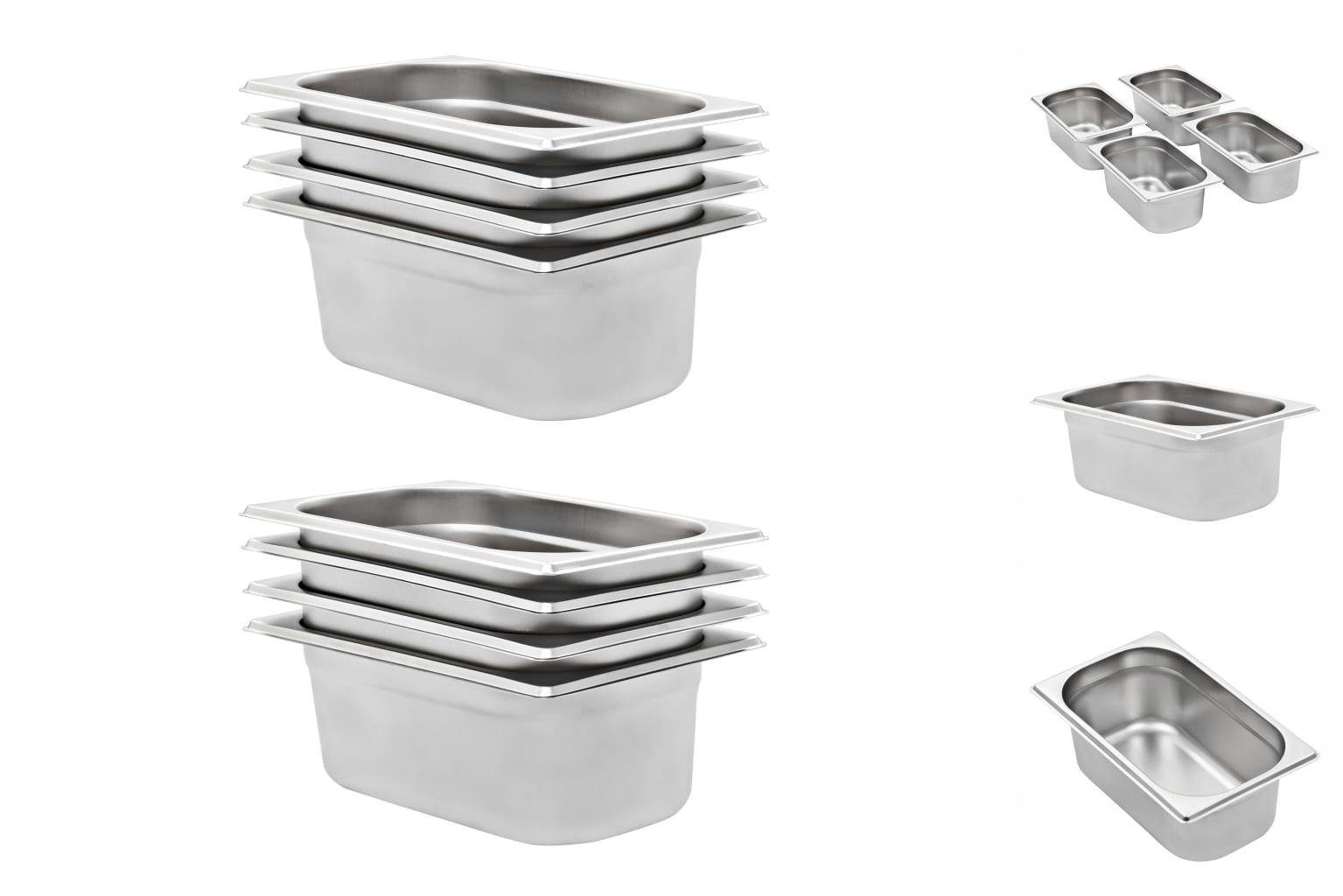 vidaXL Speisenwärmer Gastronormbehälter 8 Stk GN 14 100 mm Edelstahl