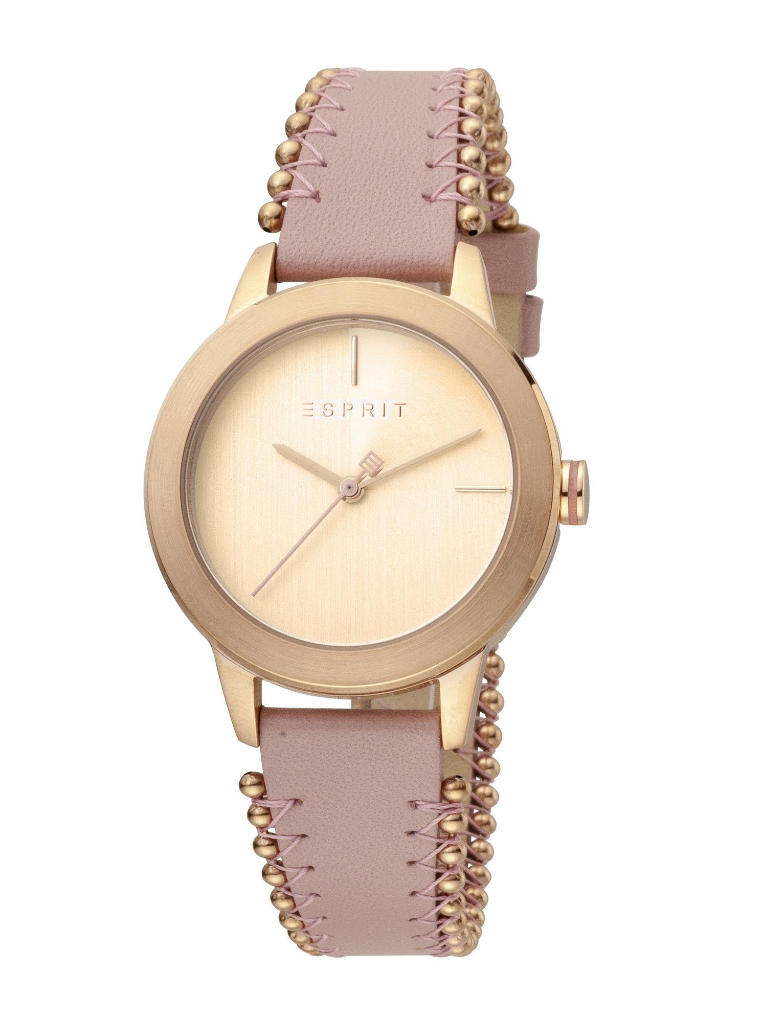 Esprit Quarzuhr ES1L105L0055 ES1L105L0055, Esprit ES1L105L0055 Bloom Perls Uhr Damenuhr Lederarmband Rosa