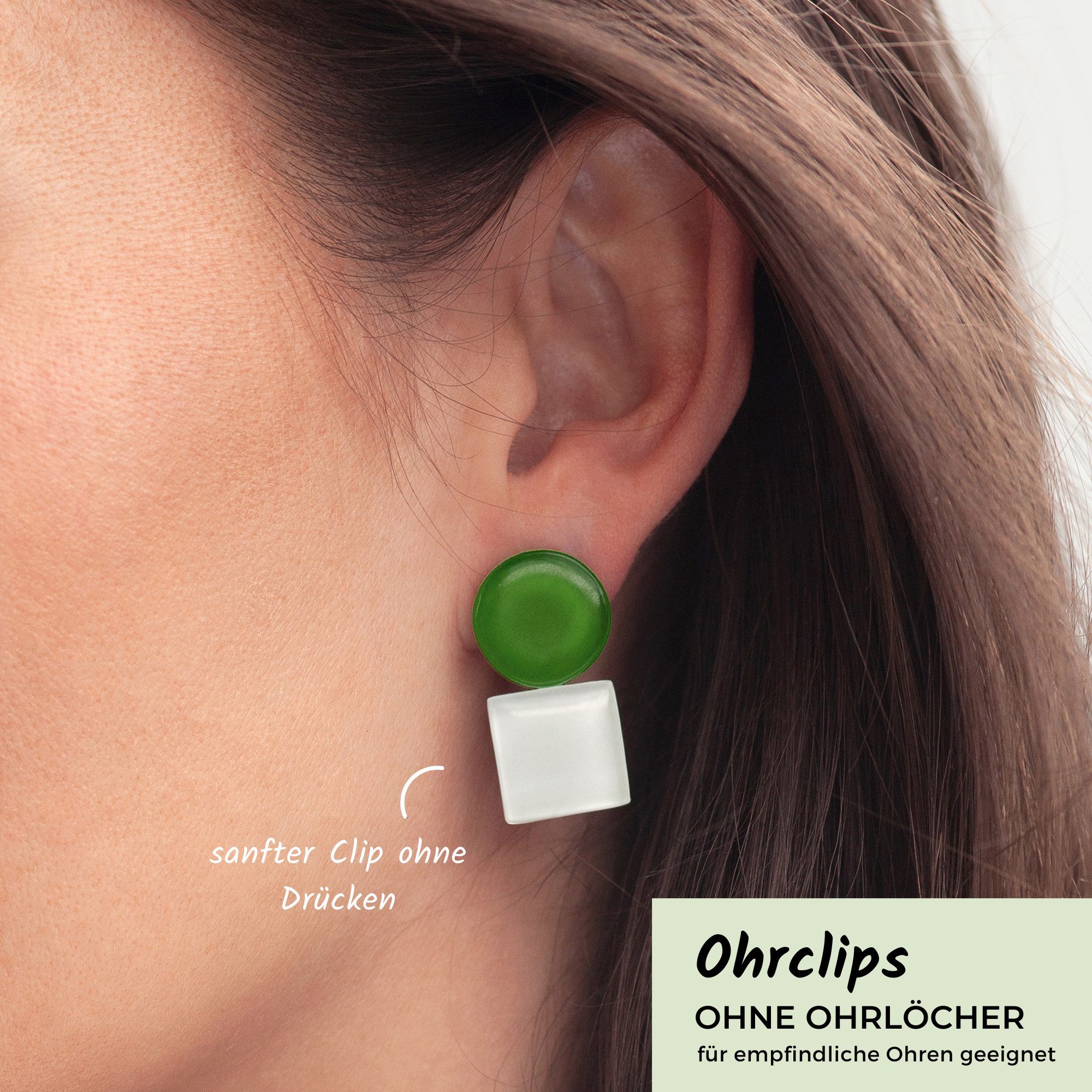 ALEXASCHA Paar Ohrclips Geometrische Clip Ohrringe im Bauhaus Design • Statement Ohrclips