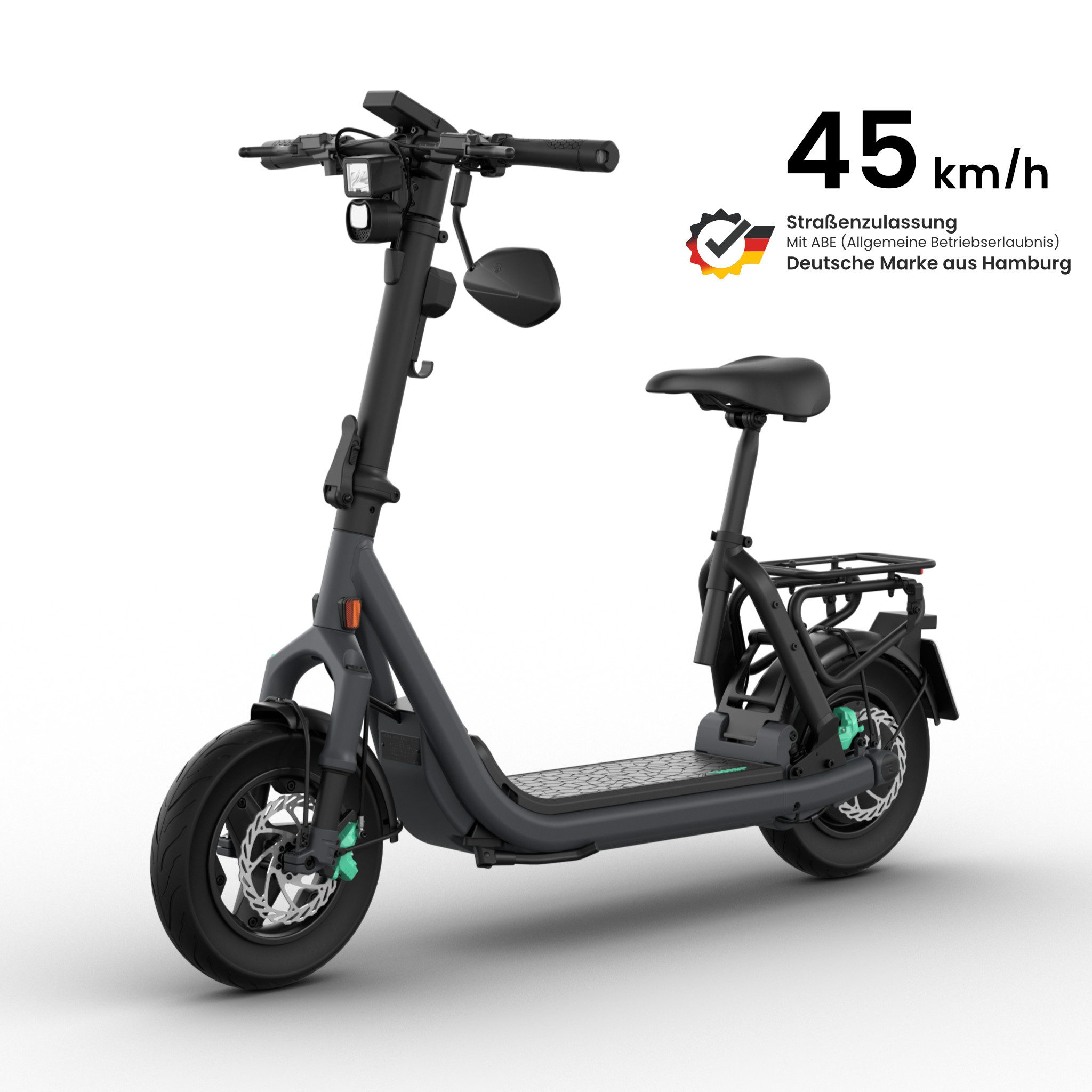 Egret E-Mofaroller GTs, 45 KM/H, FEDERUNG, APPLE FIND MY, ≤100 km, 1890 W, 45 km/h, Wechselakku-System, Vollfederung, Scheibenbremsen, App, NFC, USB-C