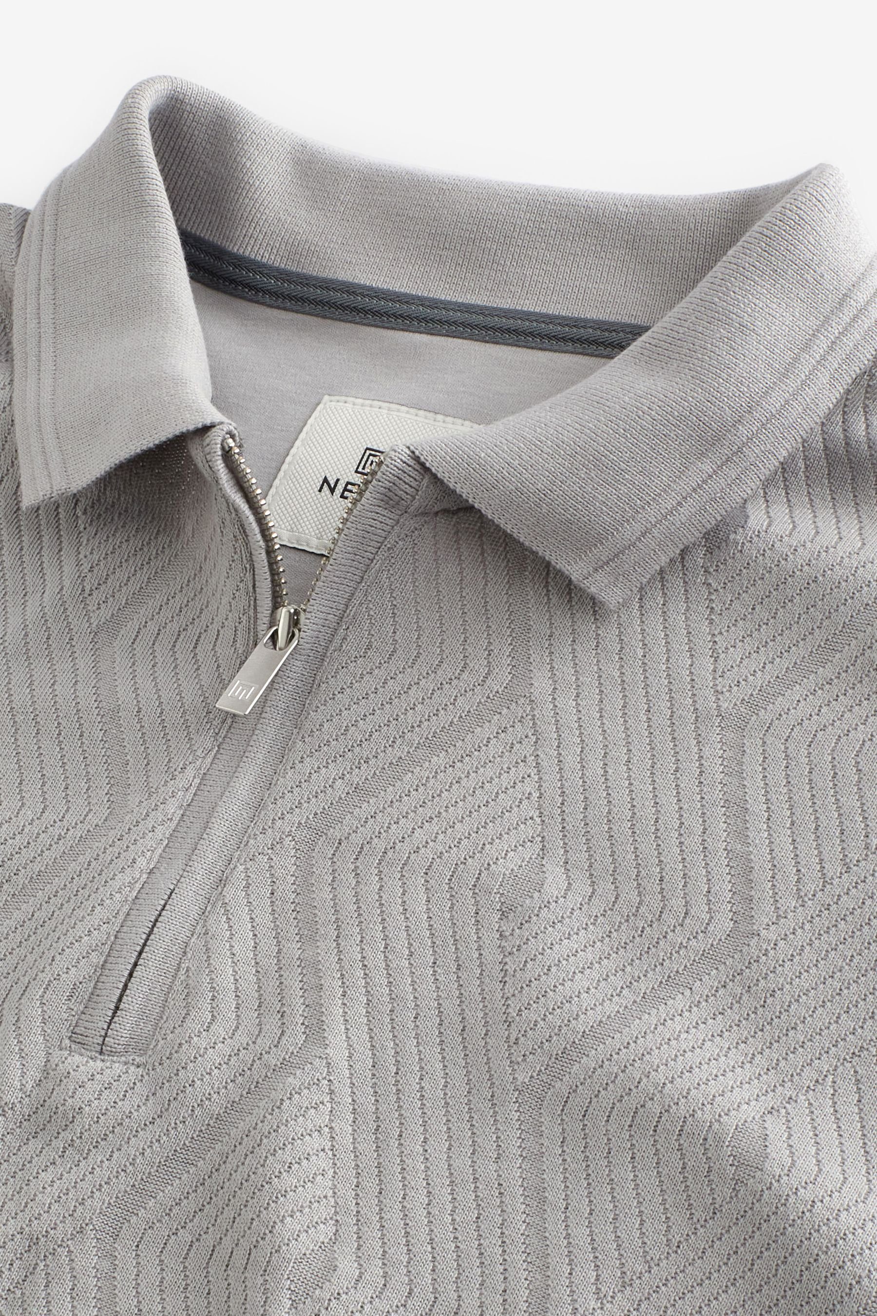 Polo-Shirt Next Poloshirt Grey (1-tlg) Strukturiertes
