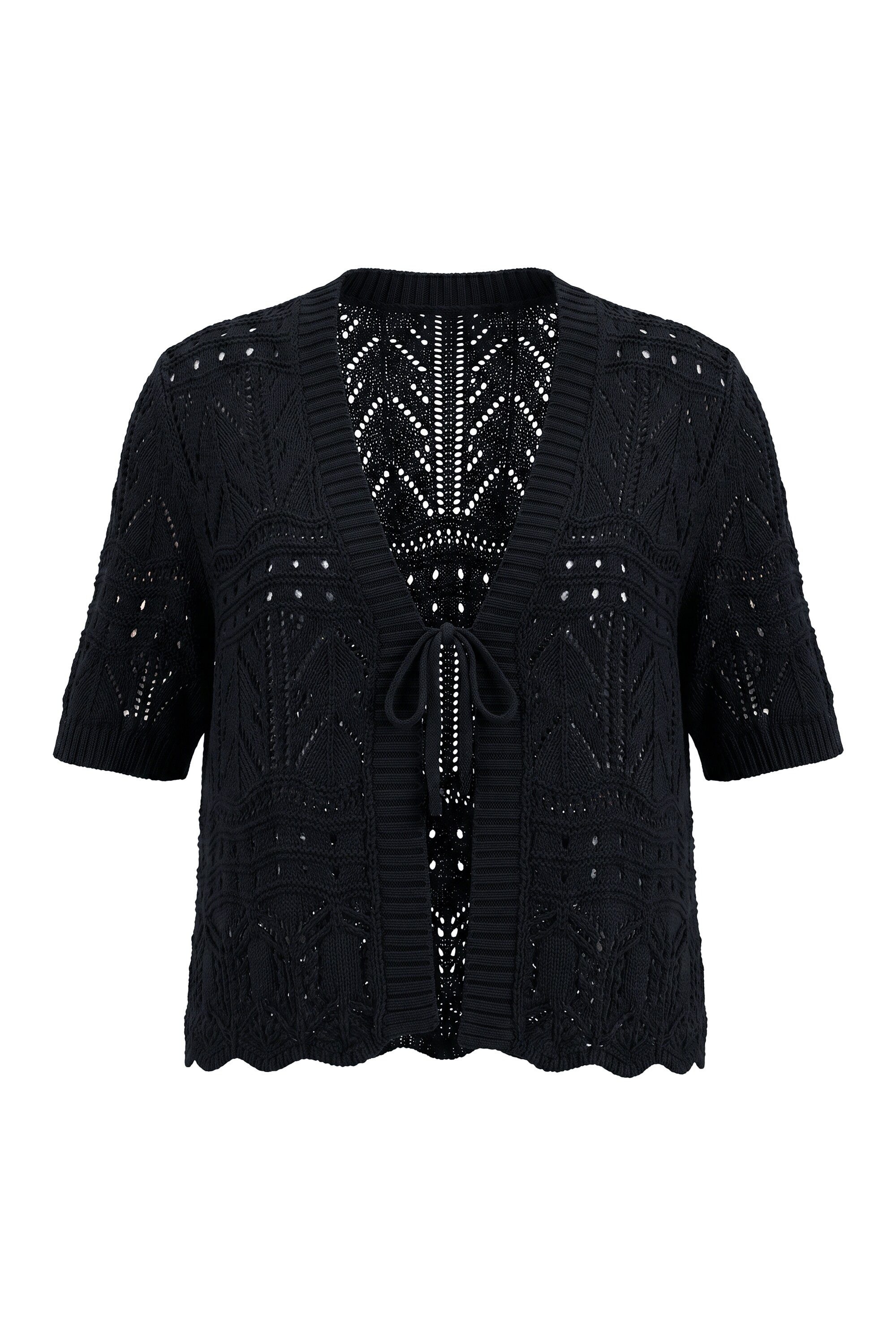 Angel of Style Strickjacke Strickjacke Straight Fit Ajourstrick Halbarm
