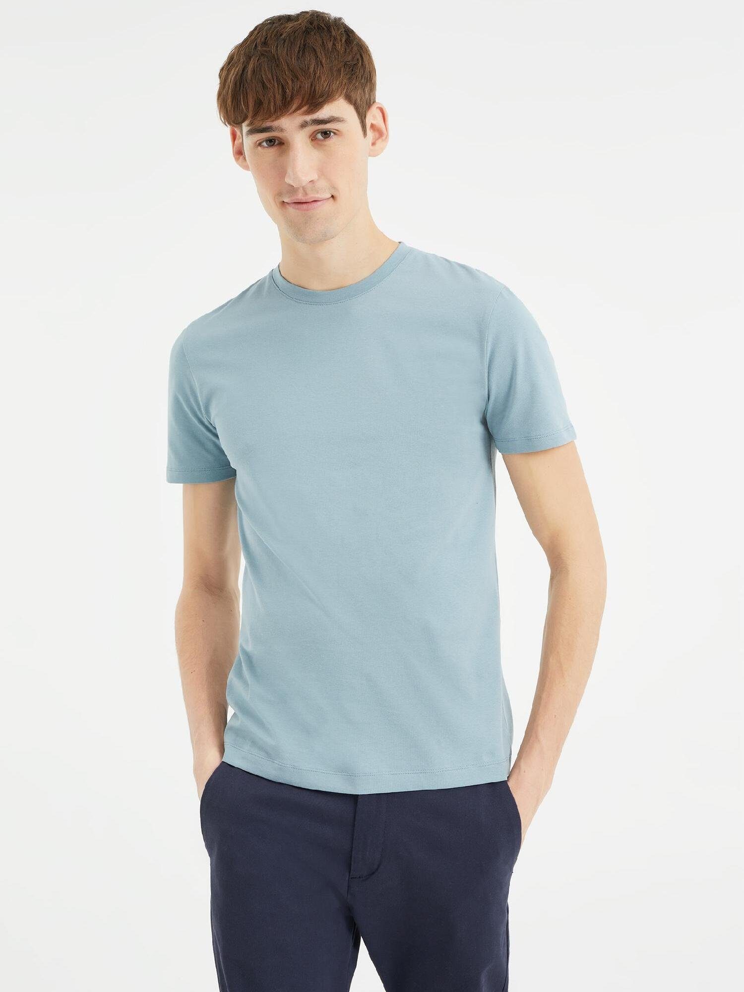 WE Fashion T-Shirt Graublau (1-tlg)