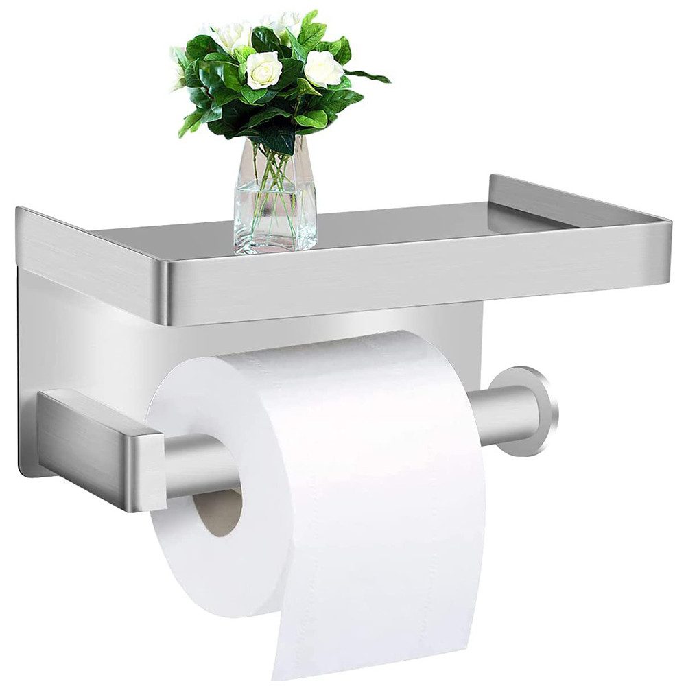 TUWENA Toilettenpapierhalter Toilettenpapierhalter, Klopapierhalter mit Ablage,Selbstklebend/Bohren, Klorollenhalter Kleber, Papier Halterung für Badezimmer Toilette Küche