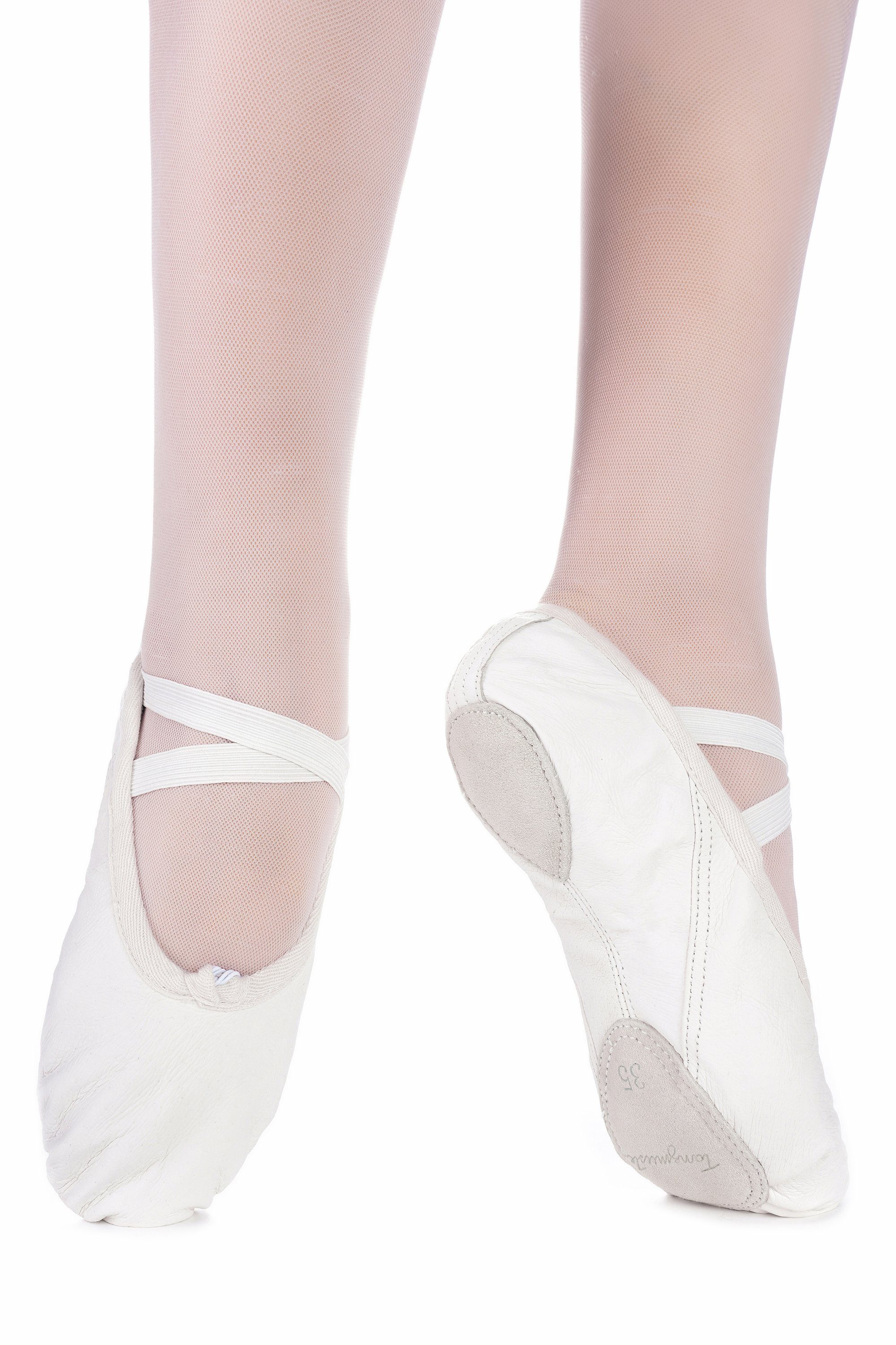 tanzmuster Ballettschuhe Toni aus Leder mit geteilter Ledersohle Tanzschuh Ballettschläppchen für Mädchen