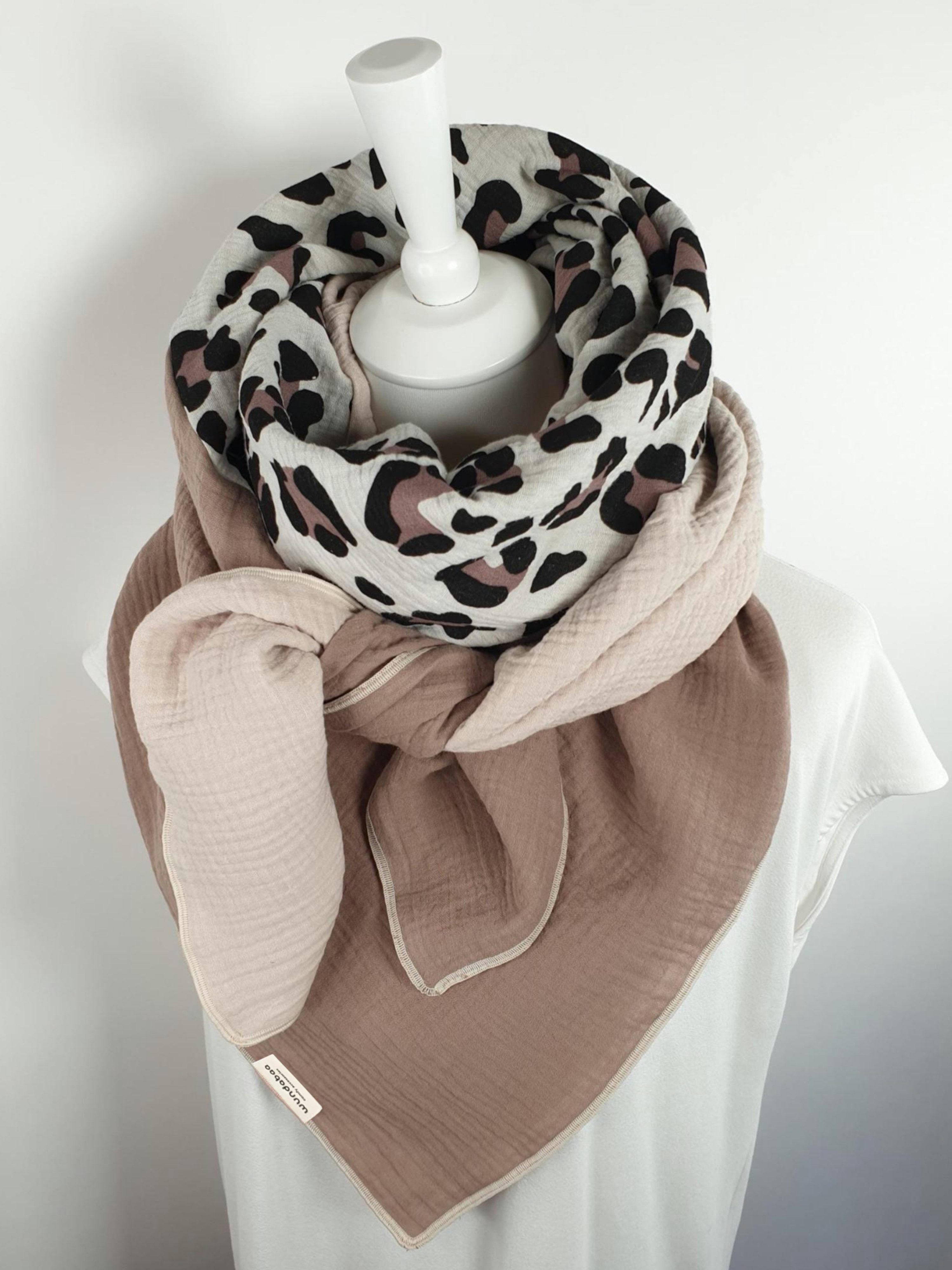 wundabaa Modetuch Musselintuch Leoprint Color Blocking günstig online kaufen