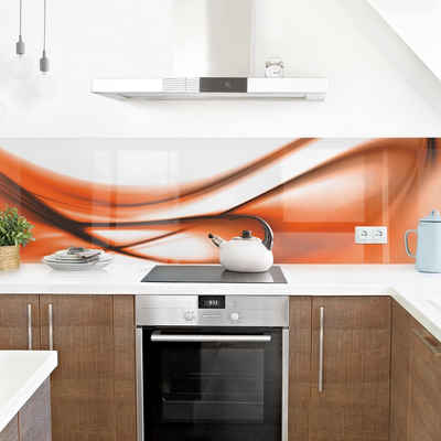 Bilderdepot24 Küchenrückwand braun dekor Abstrakt Wandpaneel Küche Orange Touch Wandverkleidung, (1-tlg., Nischenrückwand - für Fliesenspiegel ohne Bohren - matt), Spritzschutz Rückwand Küche Herd - Folie selbstklebend versch. Größen