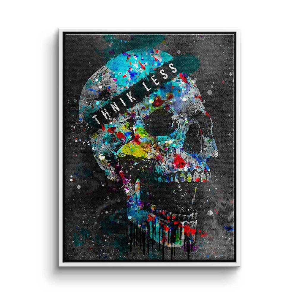 DOTCOMCANVAS® Leinwandbild, Premium Leinwandbild - Pop Art - Think Less - Motivation - Wandbild weißer Rahmen