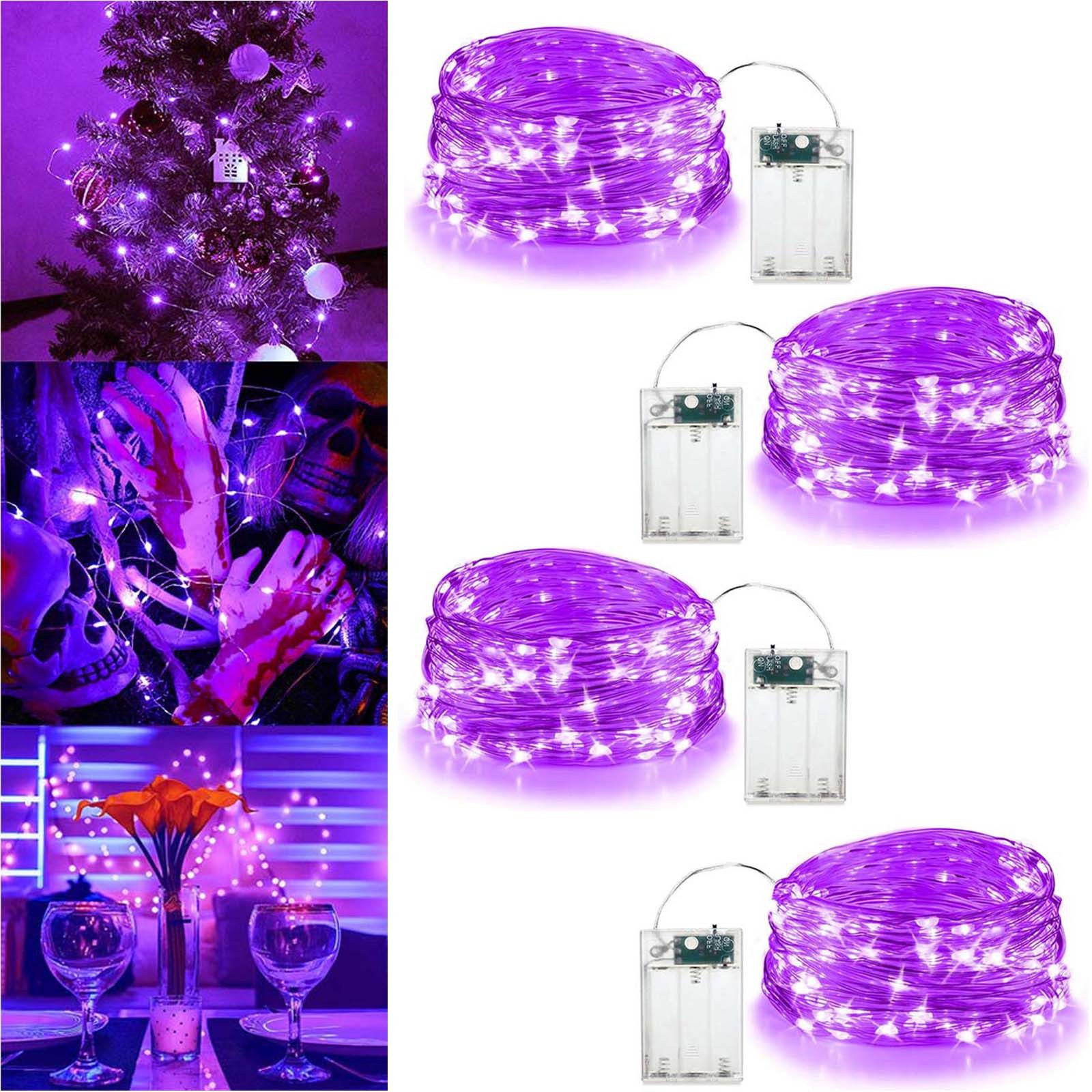 Jibenhome LED-Streifen Lila LED Kupferdraht-Lichterkette Batteriebetrieben günstig online kaufen