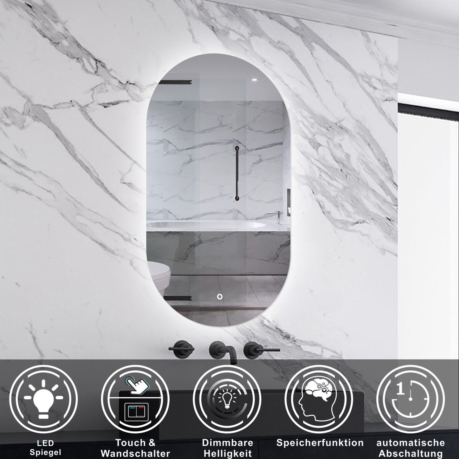 Aica Sanitär Badspiegel Wandspiegel mit LED-Hinterleuchtung Kaltweiß Dimmba günstig online kaufen