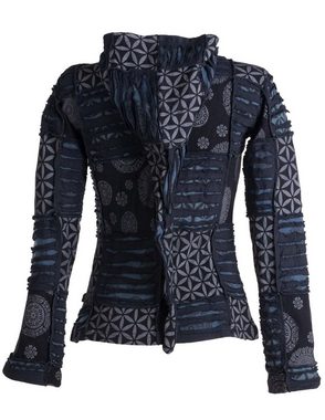 Vishes Kapuzensweatjacke Patchwork Elfenjacke mit abnehmbarer Zipfelkapuze Boho, Hoodie, Hippie, Goa Style