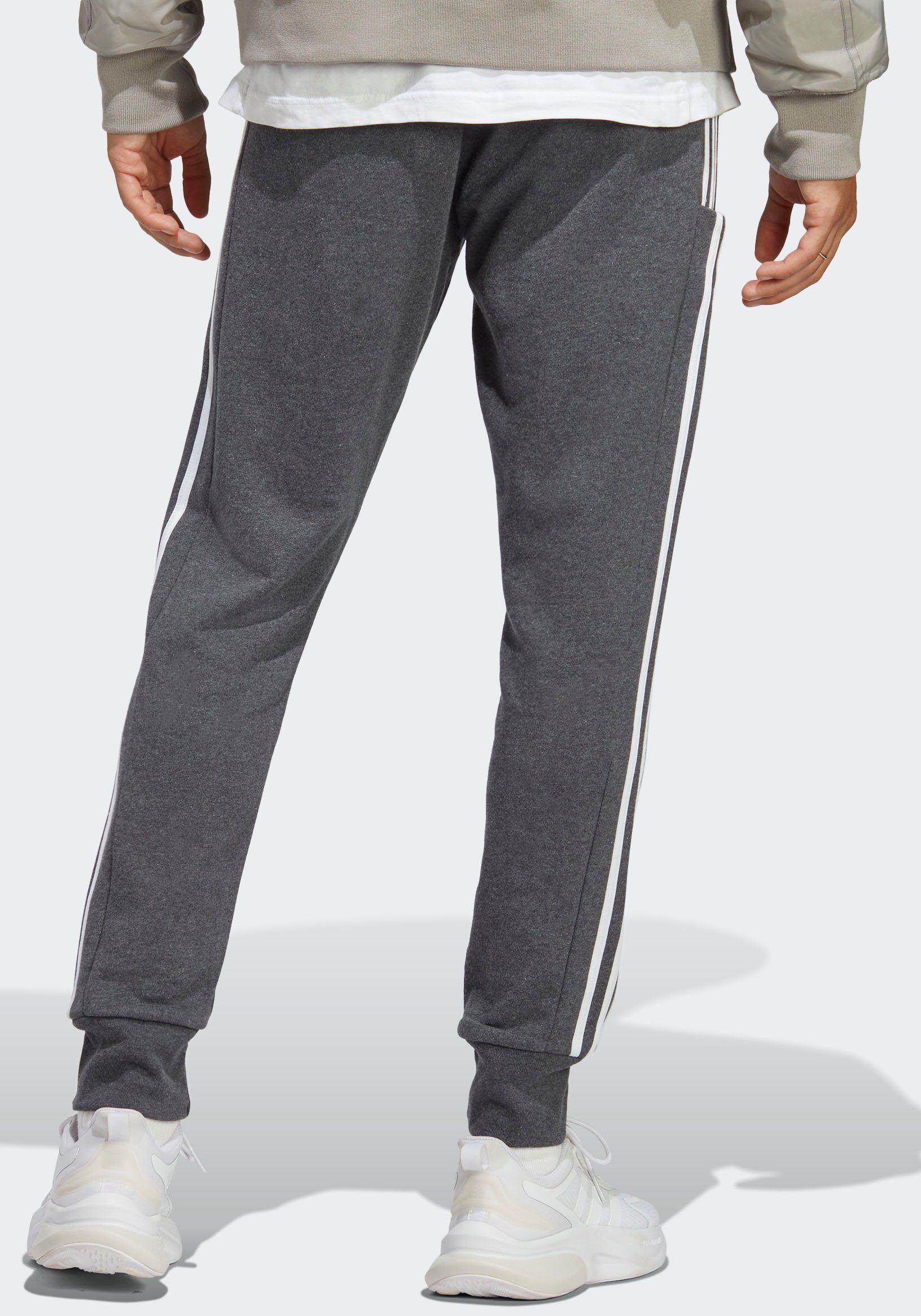 Dark Sportswear Heather White FRENCH HOSE / Grey TERRY TAPERED (1-tlg) CUFF adidas Sporthose ESSENTIALS 3STREIFEN