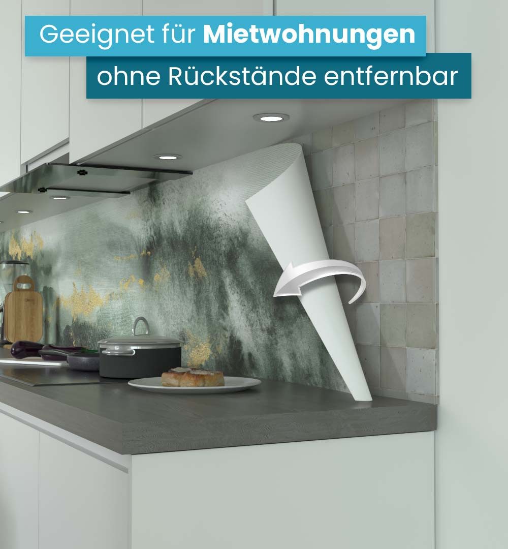 MyMaxxi Küchenrückwand Küchenrückwand selbstklebend Verwischter Marmor Moos Grün Folie, (Klebefolie passend geschnitten und gerollt B 80 cm x H 60 cm), Marmor Moss Abstrakt horizontal grün B 80 cm x H 60 cm